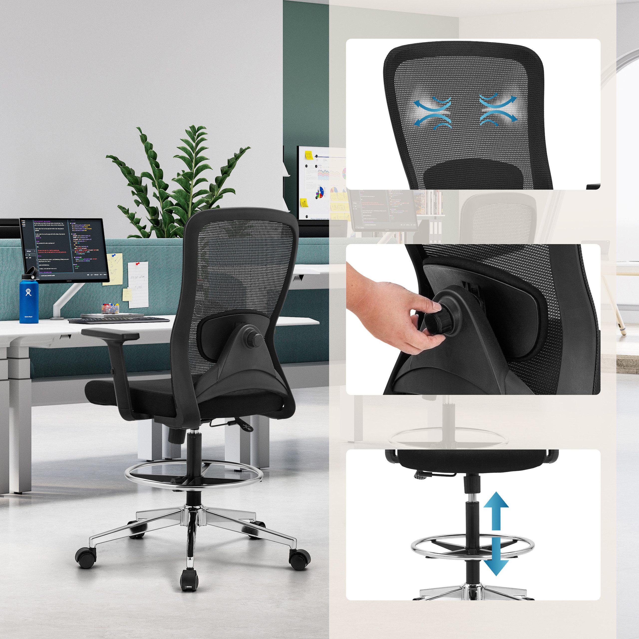 hjh OFFICE Drehstuhl Arbeitsstuhl Top Work 44 Stoff / Netzstoff (1 St), Bürostuhl Drehstuhl