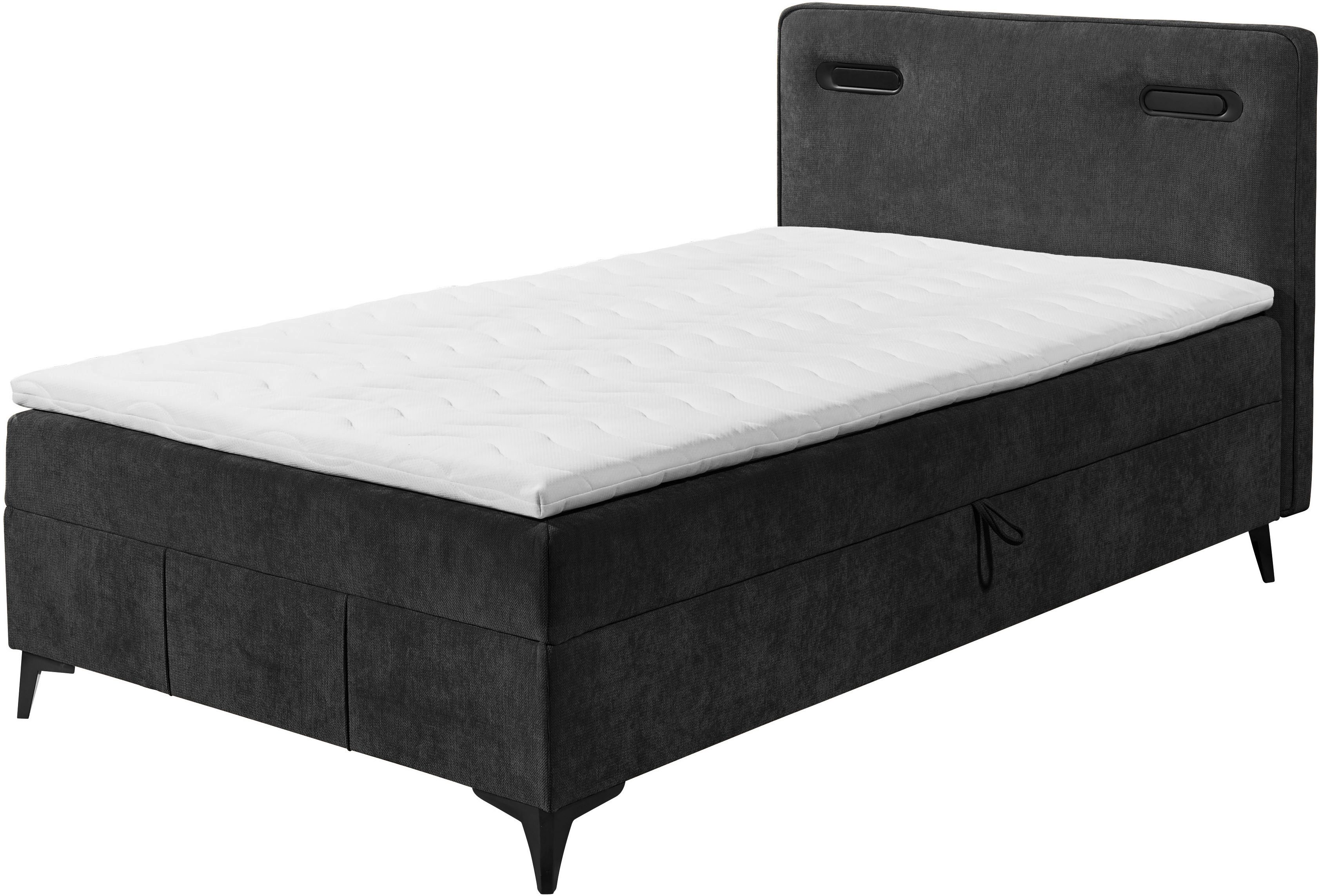 ED EXCITING DESIGN Boxbett Altea 120x200 mit LED und Bettkasten, inkl. 4 cm Topper, H3, Bettkasten und LED-Beleuchtung