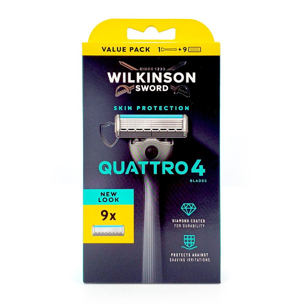 Wilkinson Rasierset Quattro 4 Skin Protection Rasierer + 8 Klingen