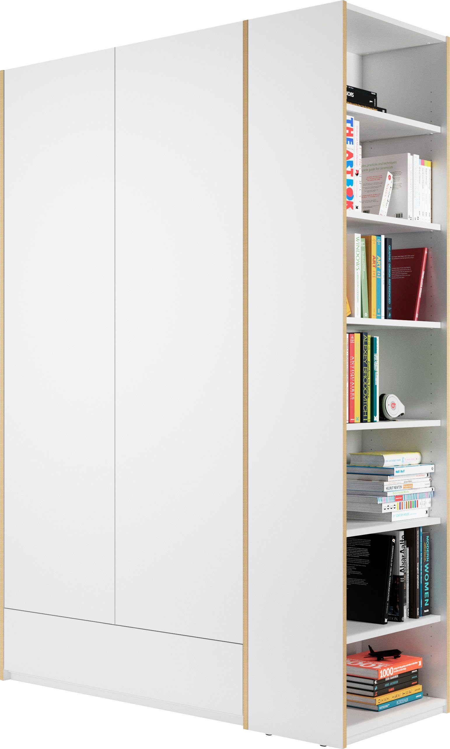 Müller SMALL LIVING Kleiderschrank Modular Plus Variante 1 1 geräumige  Schublade, Anbauregal links oder rechts montierbar