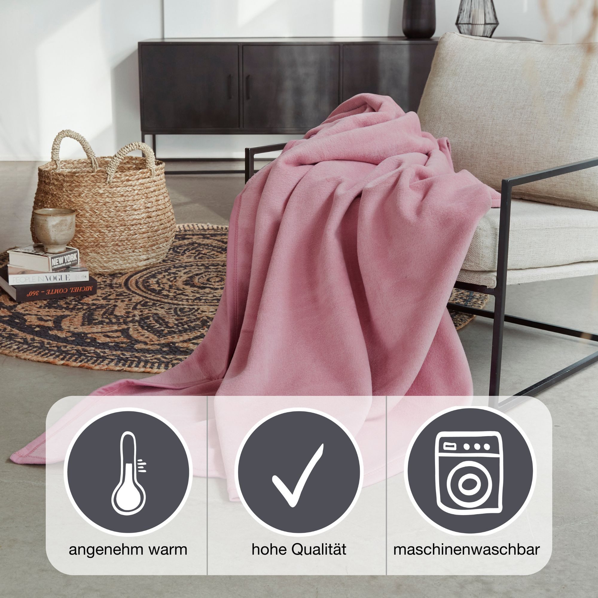 Wohndecke Luxus, IBENA, verschiedene Größen, unifarbenes Design, Kuscheldec günstig online kaufen