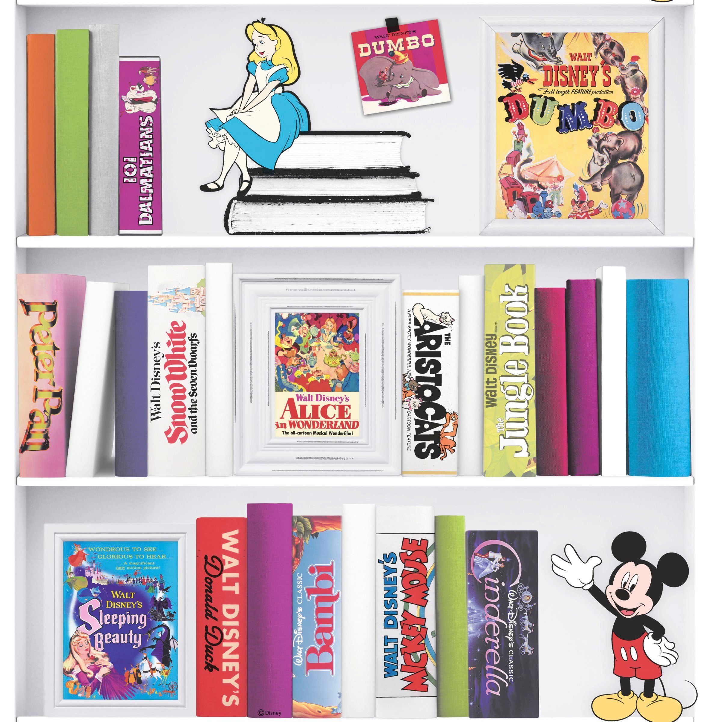 Disney Vliestapete Bücherregal, (1 St), Mehrfarbig - 1005x52 cm