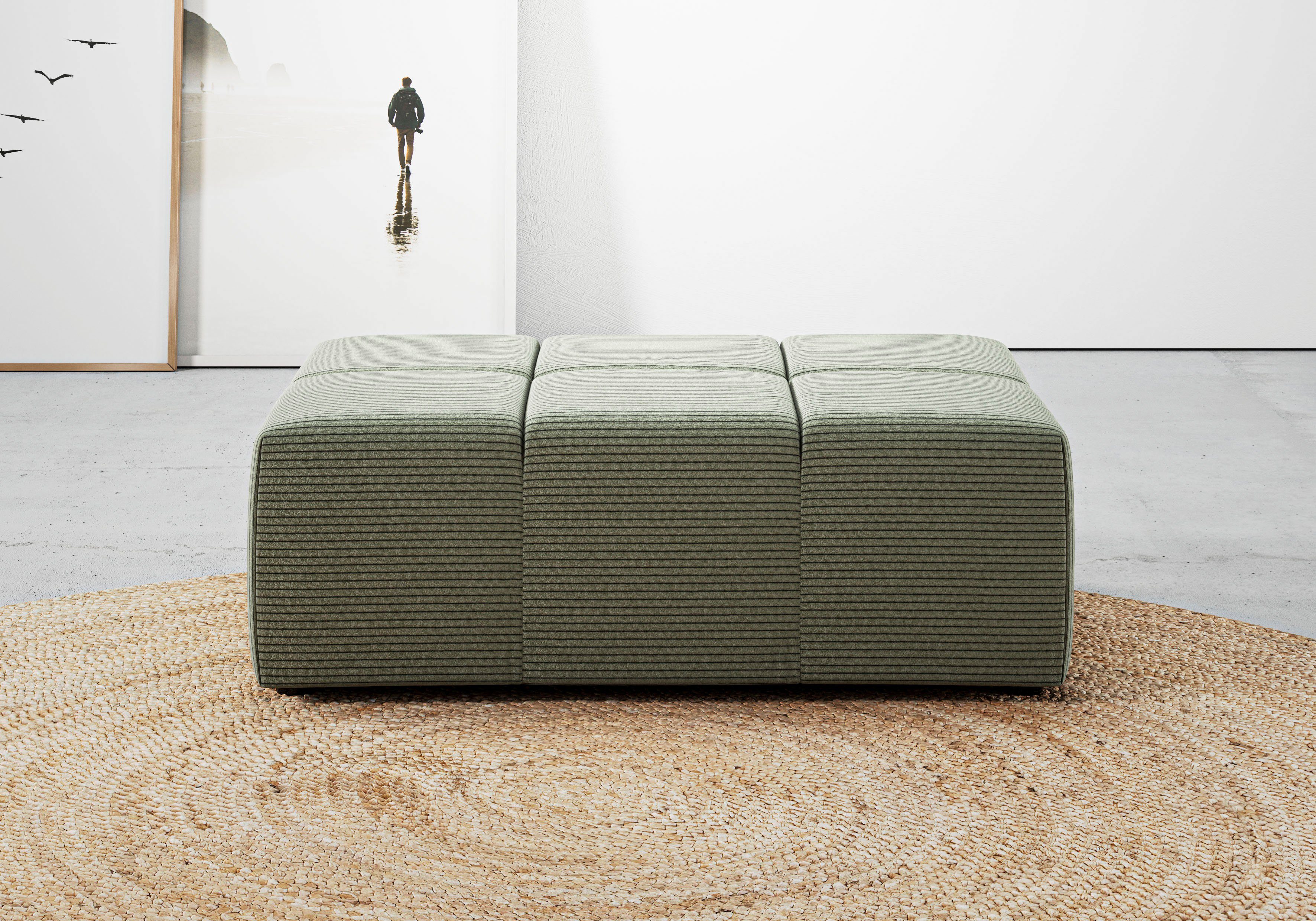 Home affaire Polsterhocker Ancona, Polsterhocker passend zum Sofa, Breite 107 cm, passend zur "Ancona"-Polsterserie, auch in Cord + Easy Care