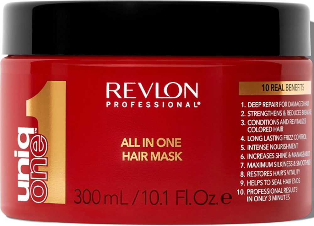 REVLON PROFESSIONAL Haarmaske UNIQONE ALL IN ONE MASK, Zehn Vorteile speziell für kraftloses und geschädigtes Haar.