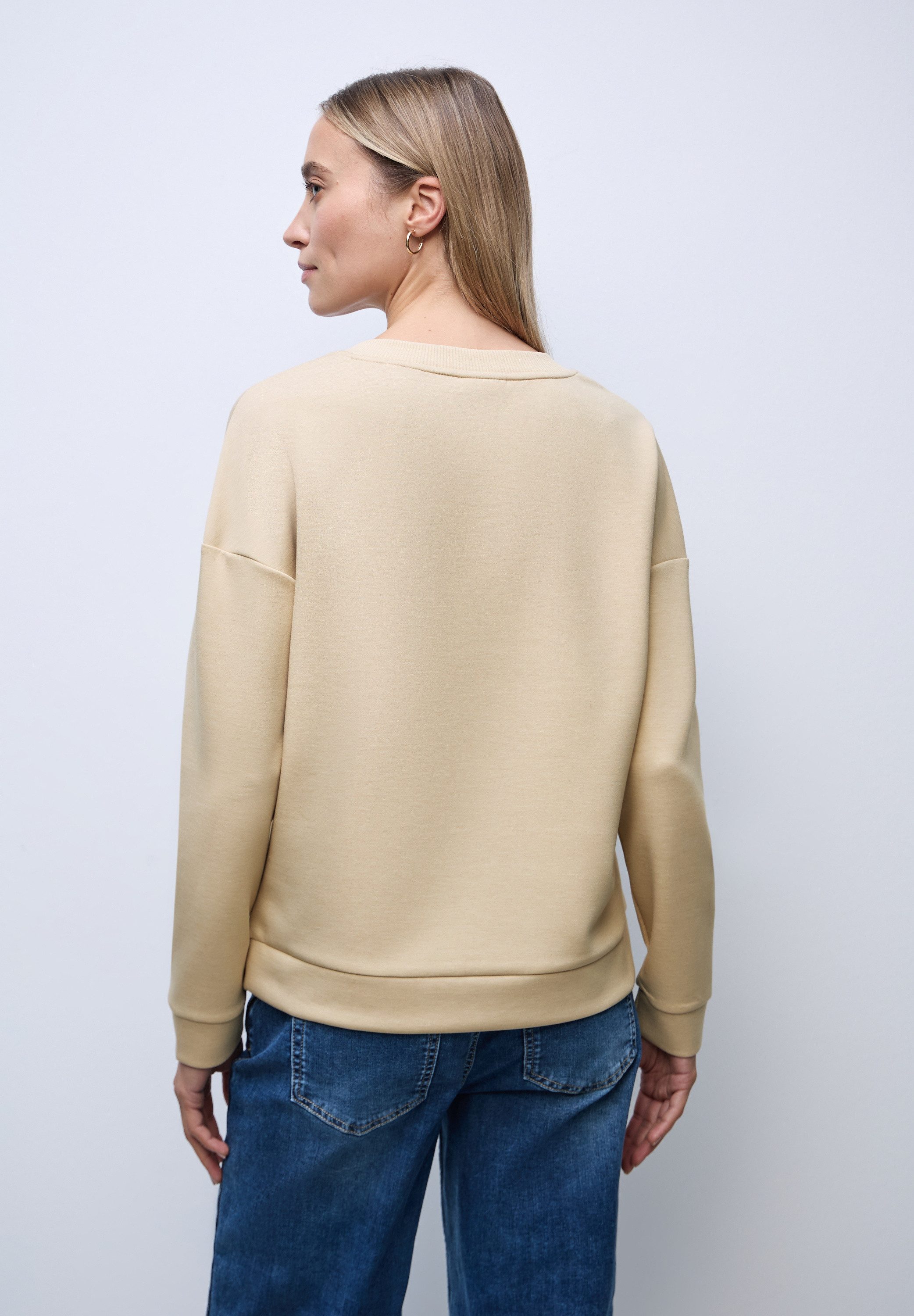 STREET ONE Sweater Rundhals mit Ripp-Detail