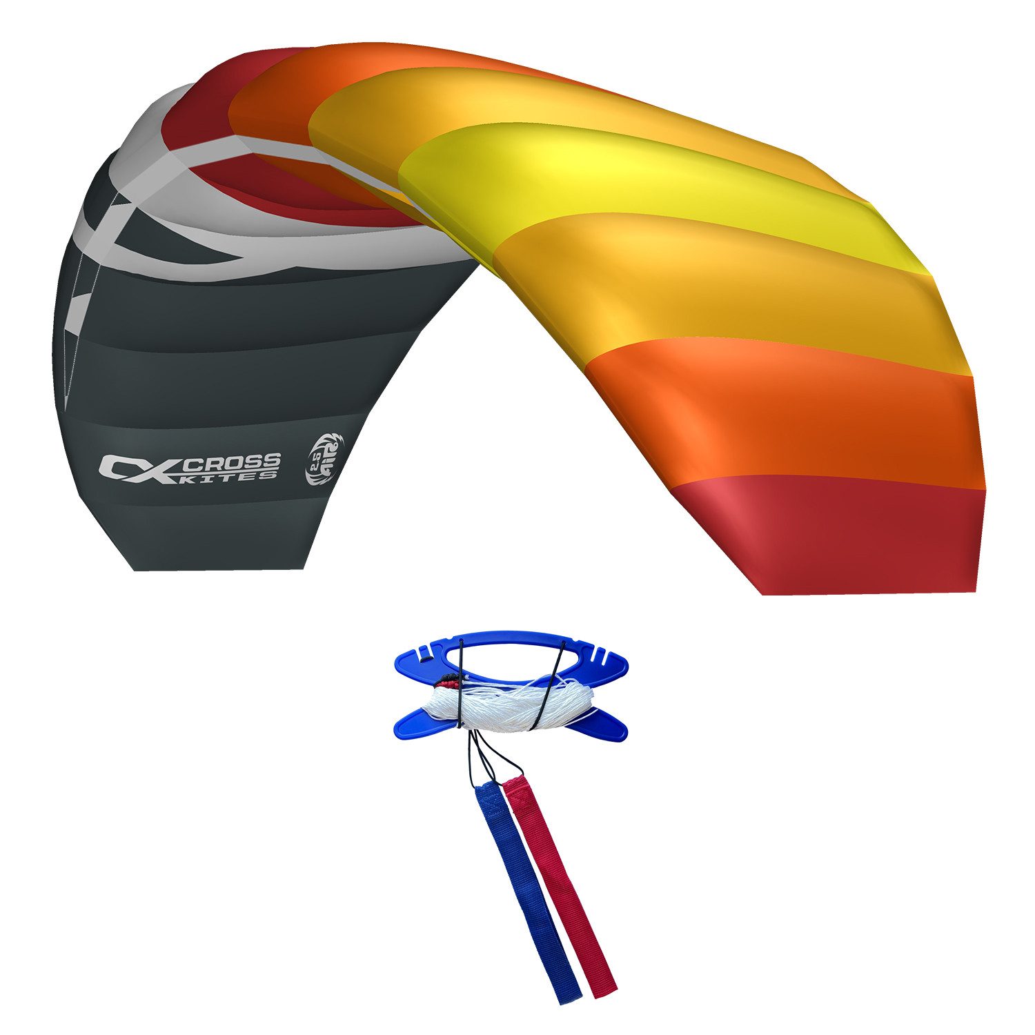 CrossKites Flug-Drache Lenkmatte Air 2.5 R2F Allround Lenkdrachen Zweileiner Kite, R2F Ausstattung (Ready to Fly) inkl. Leinen und Lenkschlaufen