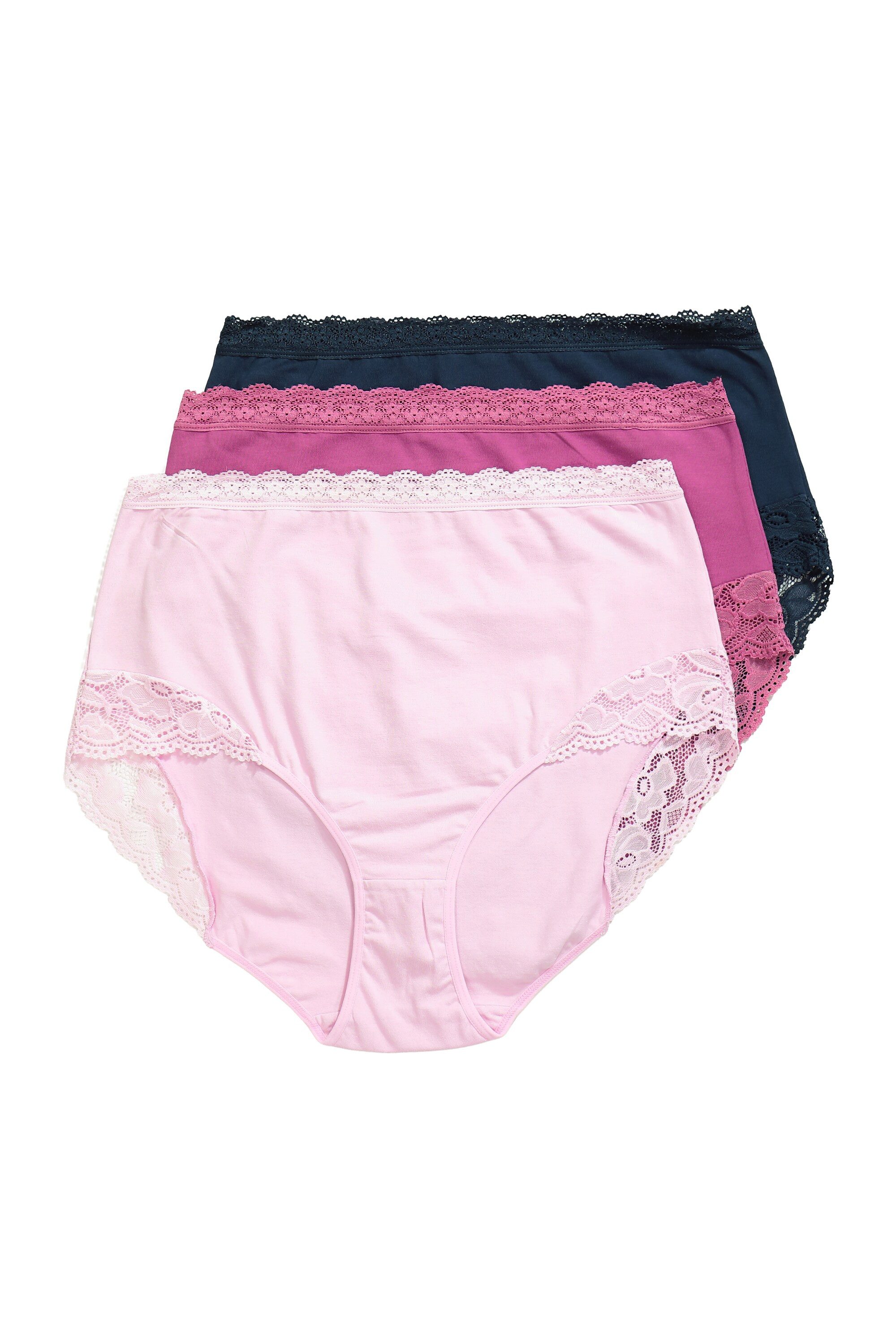 Ulla Popken Maxislip Maxislips 3er-Pack High Waist Spitze OEKO-TEX
