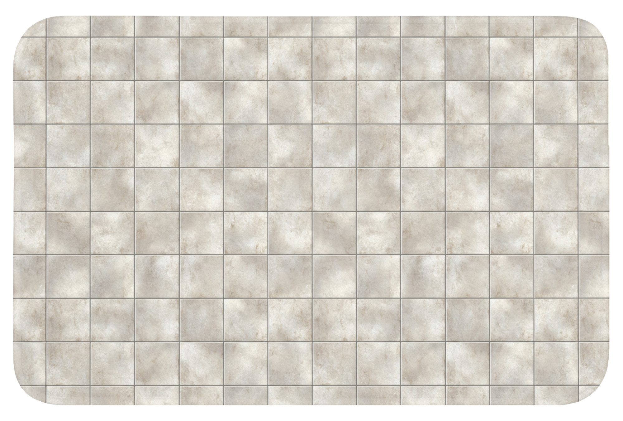 OnlyWow Badematte Kacheln - Natürlich - Grau, Höhe 10 mm, Polyester, Rechteckig, Badezimmerteppich, Badteppich, Rutschfest, Badvorleger, Waschbar