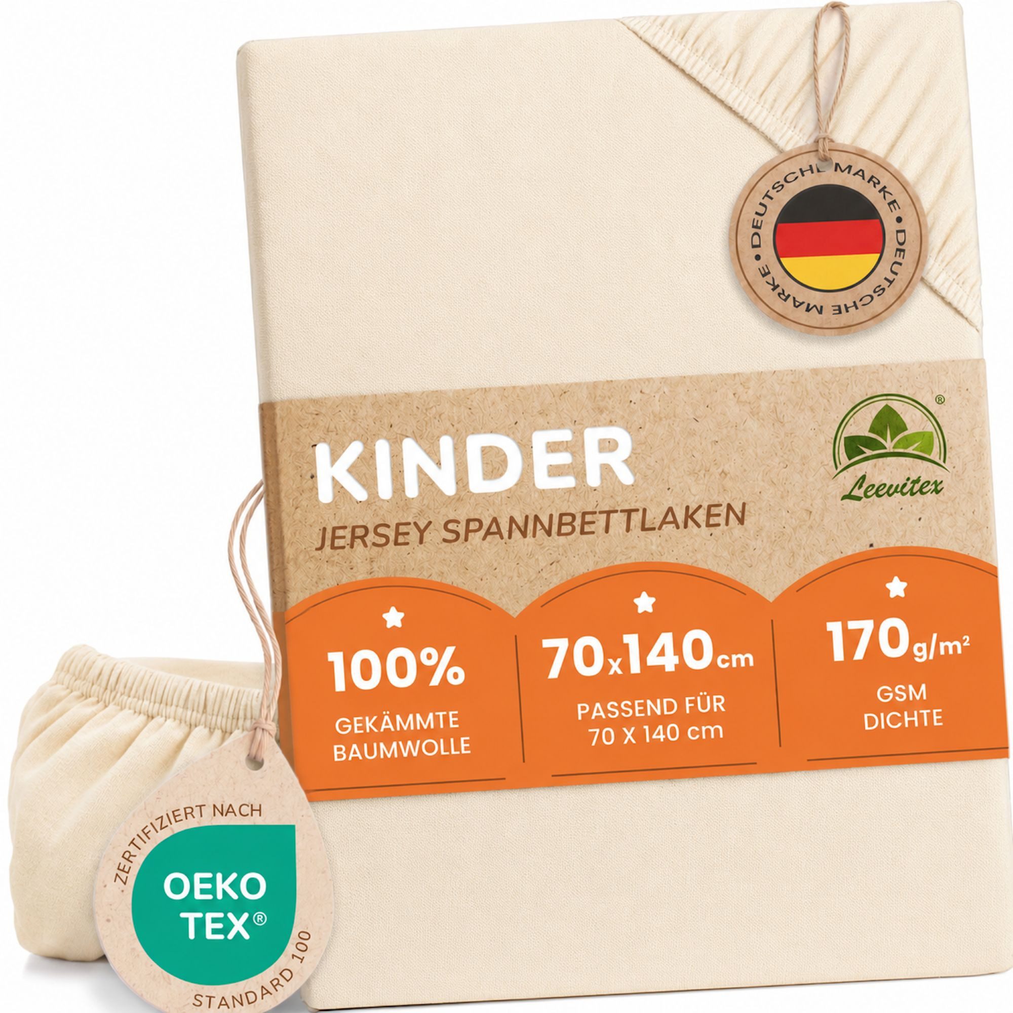 leevitex® Spannbettlaken für Kinderbetten, 1er-Set, 70 x 140 cm, Steghöhe 15 cm, Jersey, Gummizug: rundum, (1 Stück), verschiedene Farben, OEKO-TEX® STANDARD 100 zertifiziert von leevitex®
