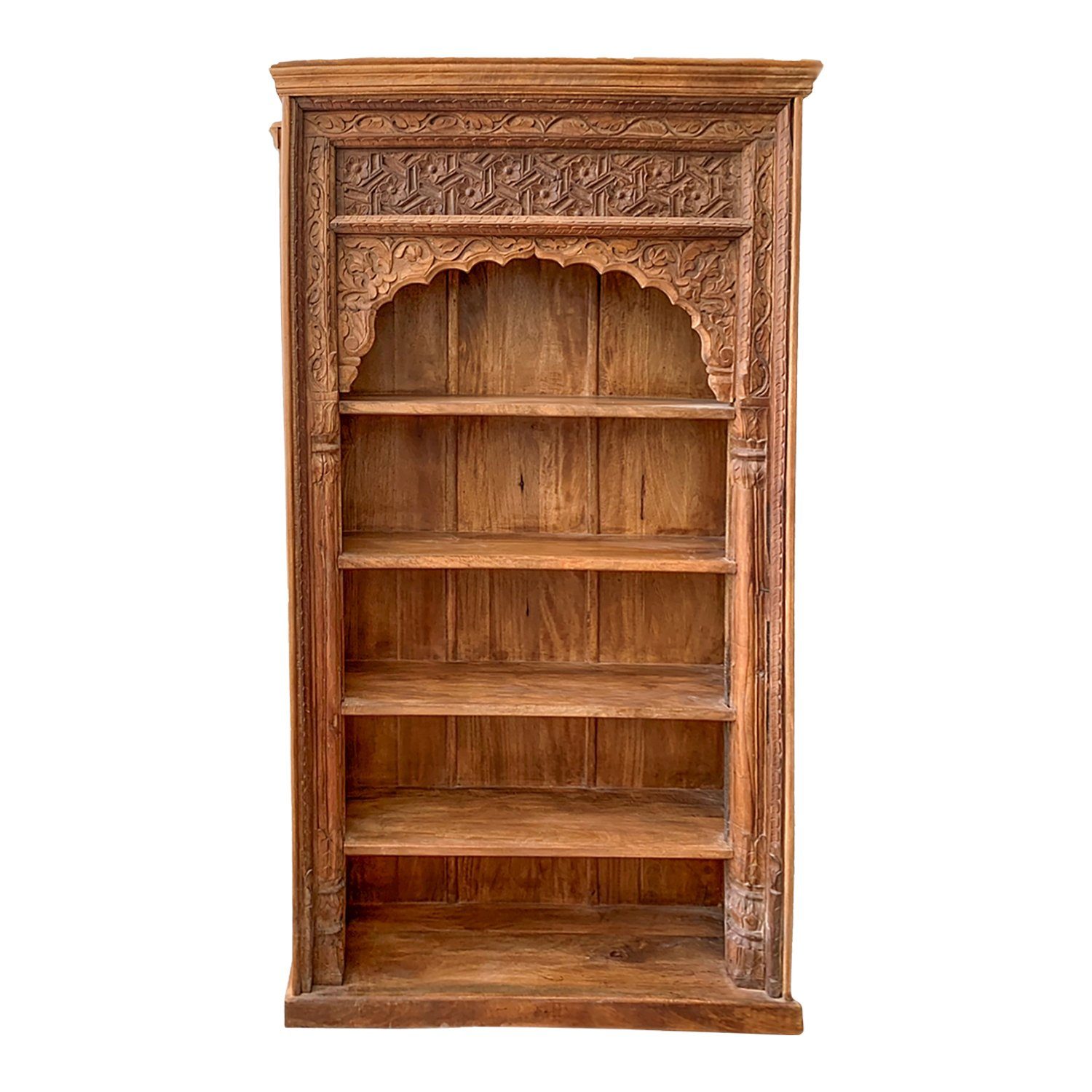 Marrakesch Orient & Mediterran Interior Bücherregal Orientalisches Bücherregal Antik 16 Braun-Weiß handgefertigt 225 cm, 1-tlg., Handarbeit