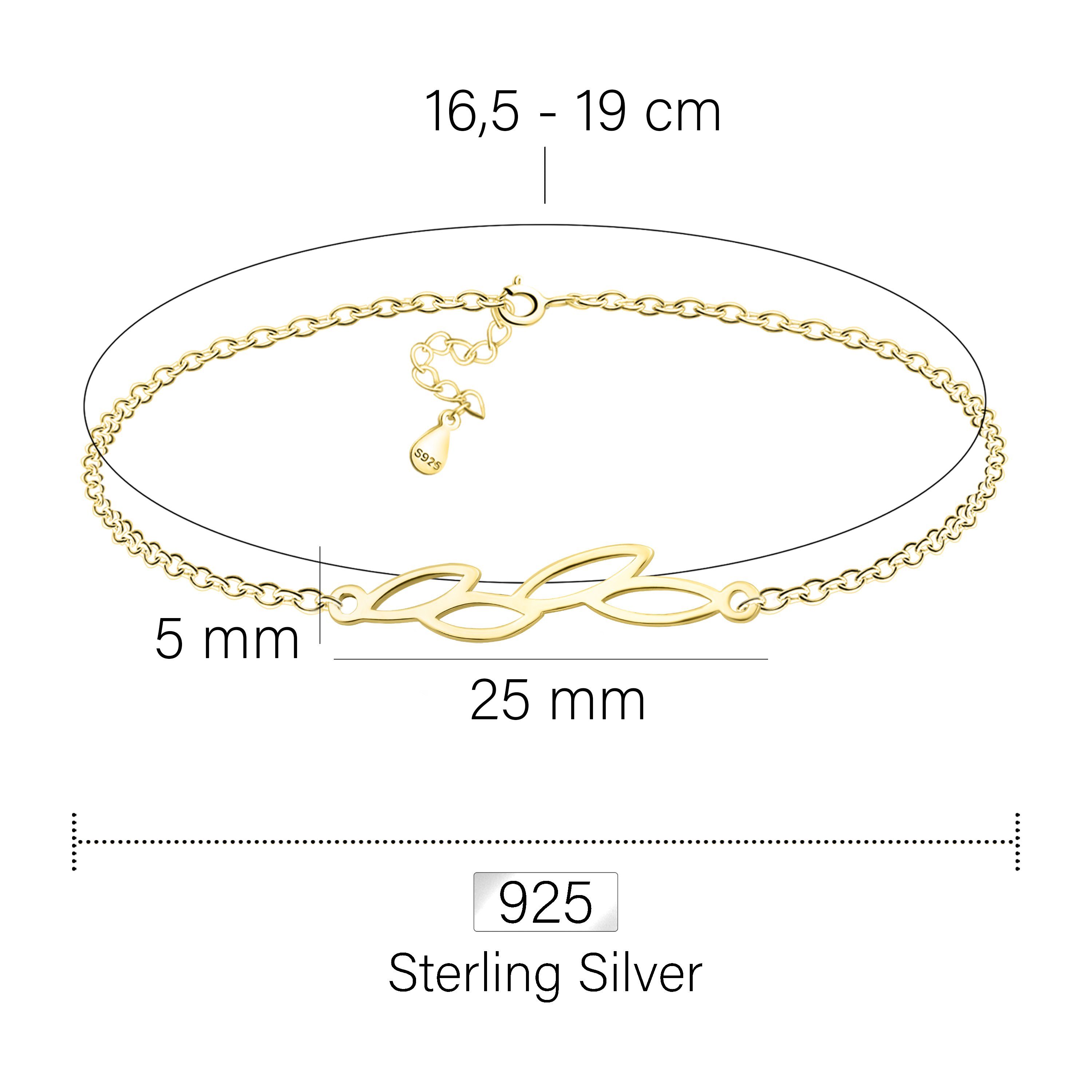Silber (Armband), Armband Damen Milani gold Blatt 925 Sofia Schmuck