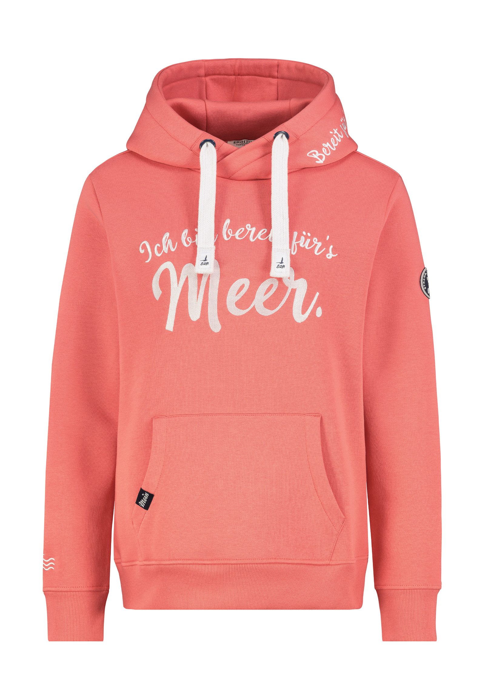 Eight2Nine Kapuzenpullover Damen Küstenhoodie bestickt Sweater, Kapuzensweatshirt mit Kängurutasche, mit Kapuze