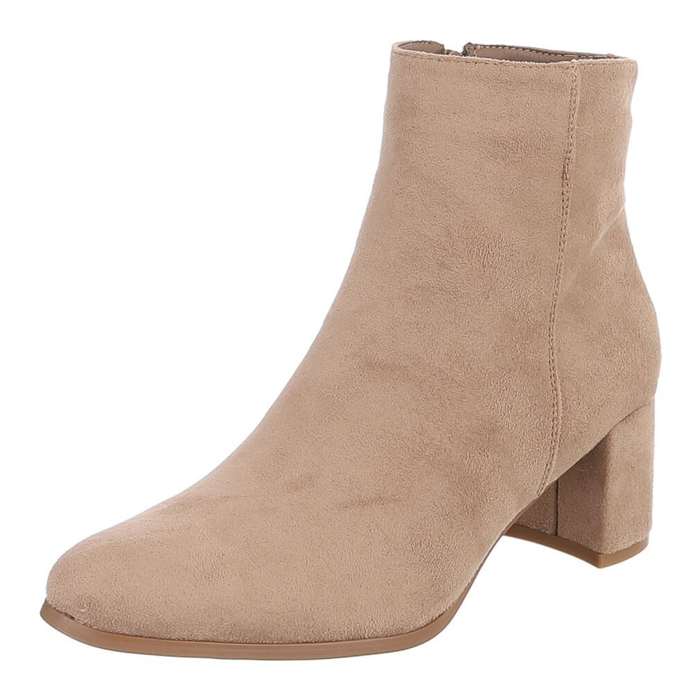 Ital-Design Damen Kniehochstiefel mit Blockabsatz, Schlupfform Stiefelette (92078810) Blockabsatz Stiefeletten in Hellbraun