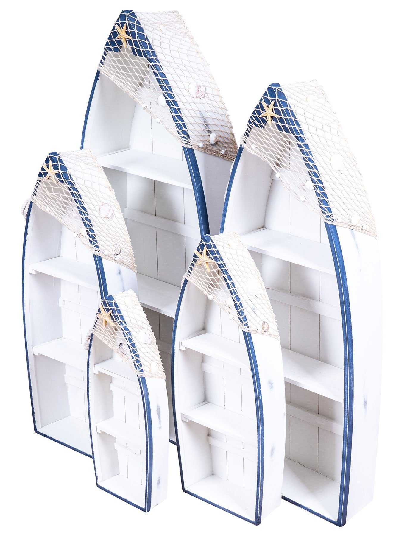 Levandeo® Standregal, 5er Set Regale H48-102cm Boot Holz Maritim Blau Weiß günstig online kaufen
