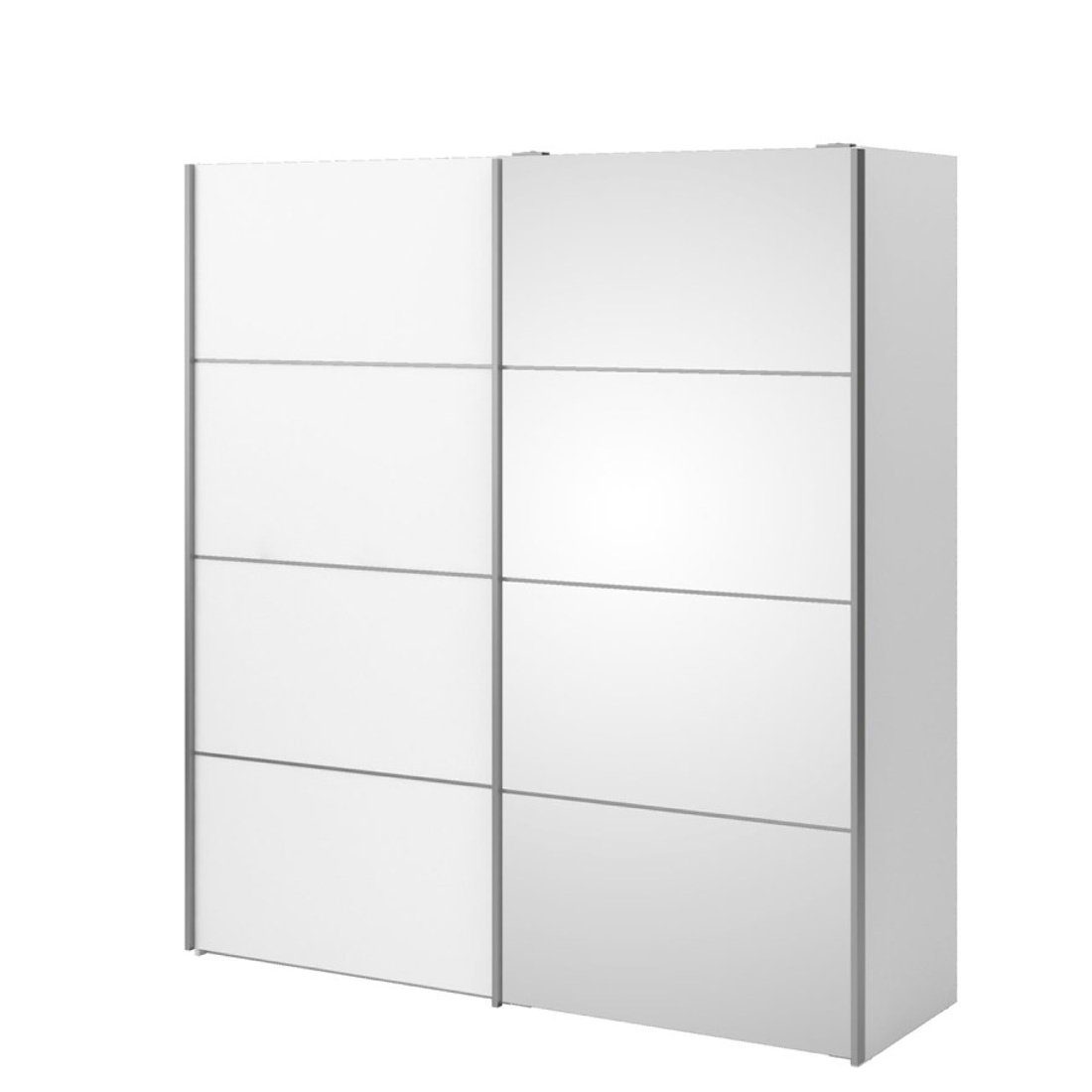 ebuy24 Kleiderschrank Veto Kleiderschrank 1 Tür und 1 Spiegeltür inkl. 3 Weiß