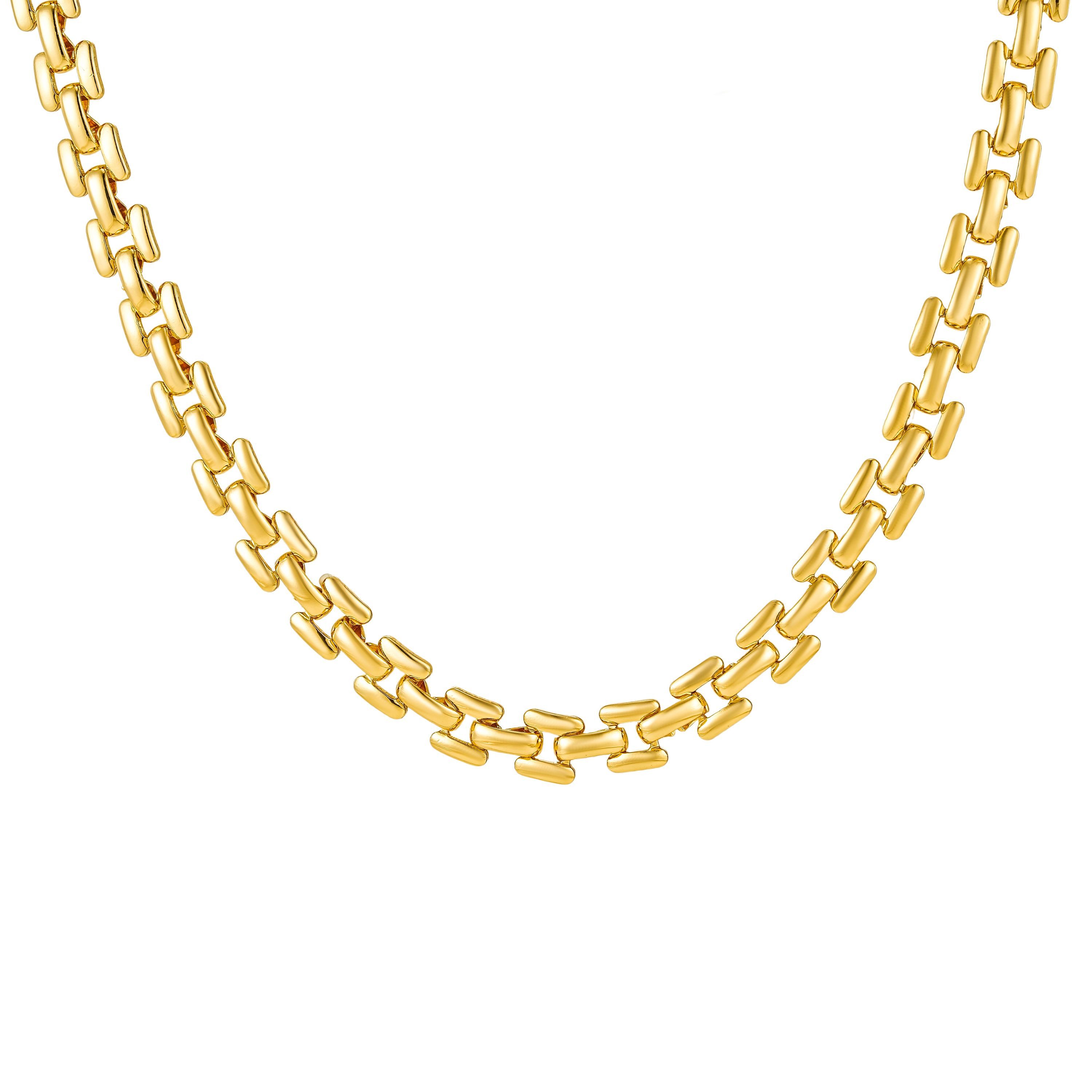 Brandlinger Gliederkette Halskette Memphis, massive "chunky" Statement Kette vergoldet