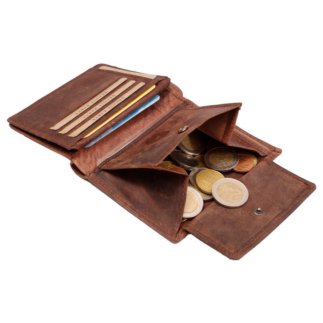 Münzfach Schutz Herren Portemonnaie, Geldbörse SHG Männerbörse Börse Brieftasche Lederbörse Leder Büffelleder mit RFID