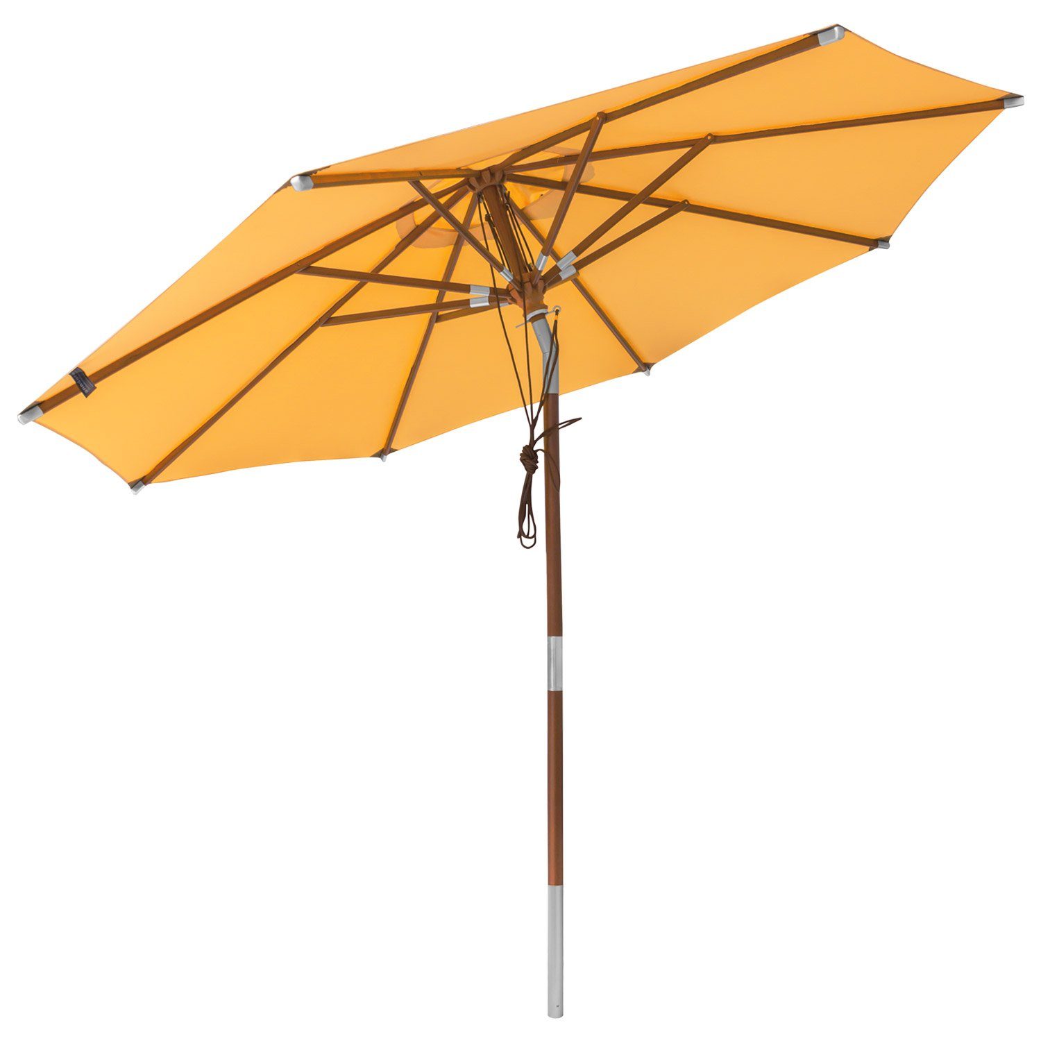 anndora-sonnenschirm Sonnenschirm 3m rund Knickbar Dreh-Kipp-Mechanismus, sahara gelb, Seilzugmechanik