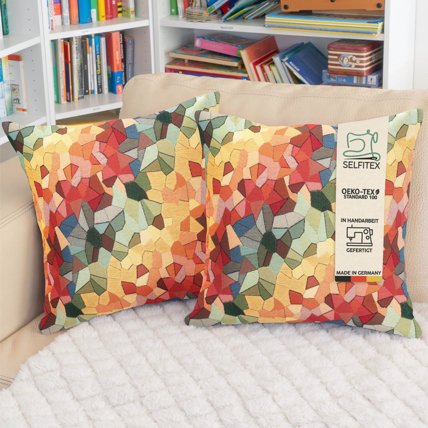 Selfitex Dekokissen mit buntem Muster im 2er Set, 30x50/40x40/50x50 inkl. F günstig online kaufen