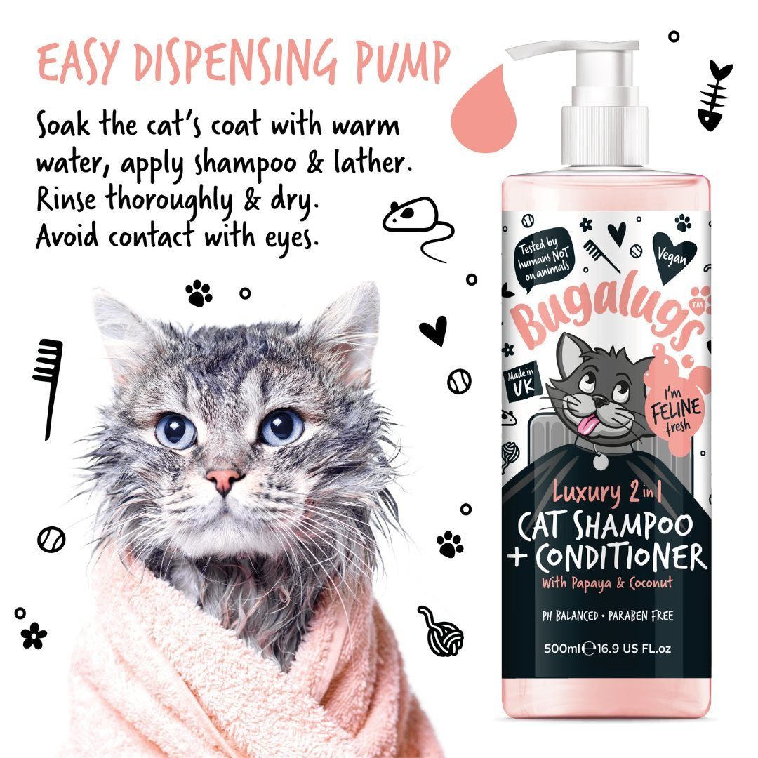 Bugalugs Fellpflege Bugalugs 2in1 Katzenshampoo + Conditioner 250 ml, 250 ml, (1-St), ph neutral, Katzen Shampoo, Lake District