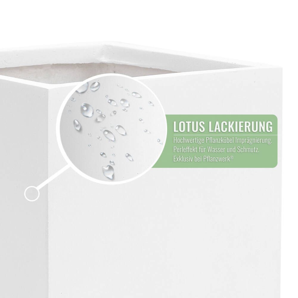 Pflanzwerk® Pflanzkübel TUB Premium Fiberglas Blumenkübel Frostbeständig mit Lotus-Effekt, Fiberglas - Handgefertigt - Rechteckig - Frostbeständig