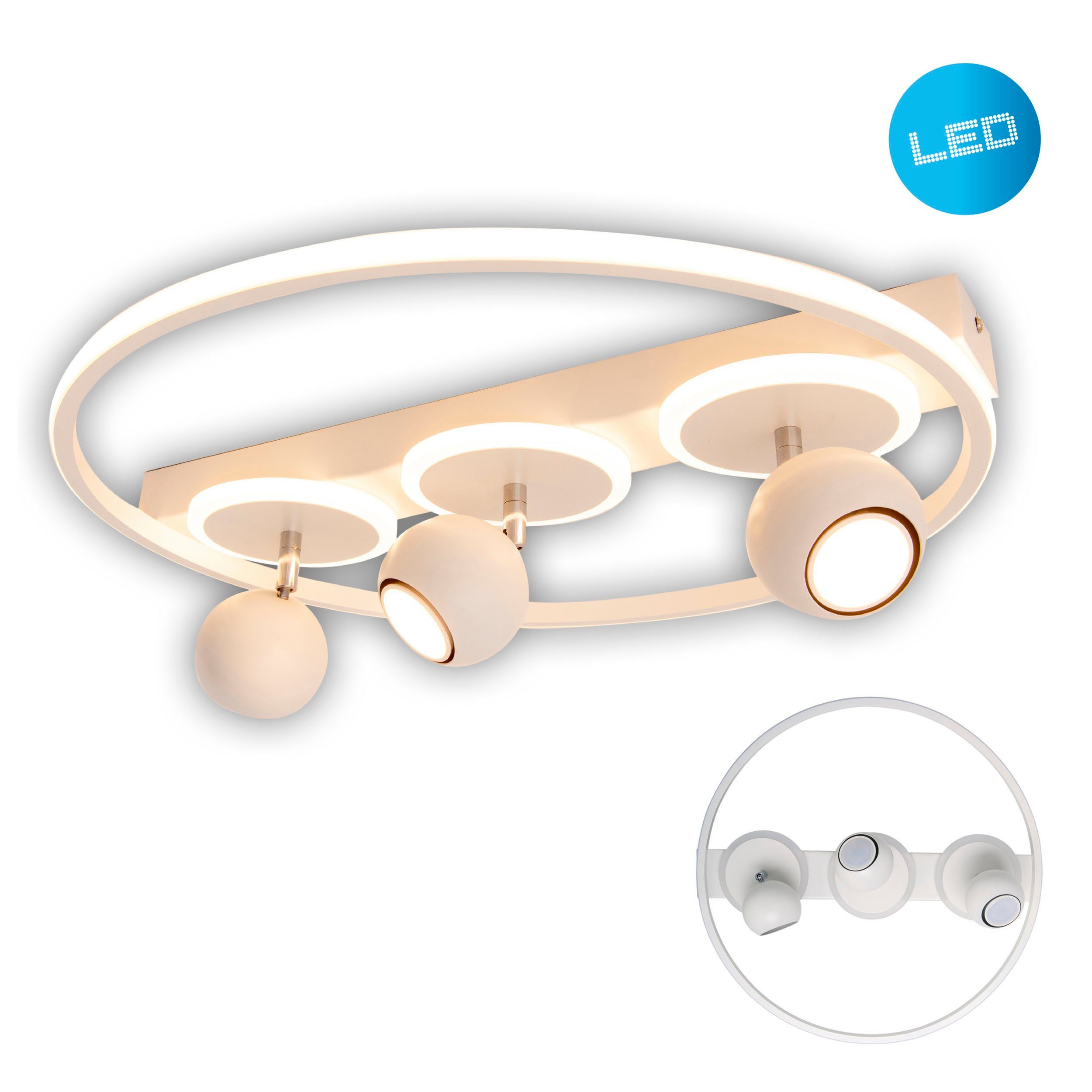 näve Deckenleuchte 3er-Spot LED "Ronda", LED fest integriert, Warmweiß, mod günstig online kaufen