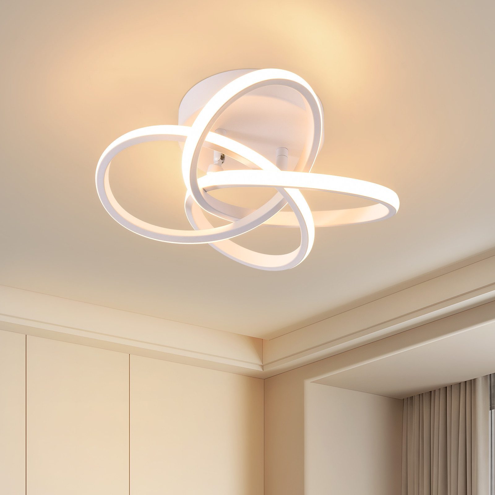 ZMH LED Deckenleuchte Deckenlampe Schlafzimmerlampe Modern Blume, 28W, LED fest integriert, Warmweiß-Neutralweiß-Kaltweiß