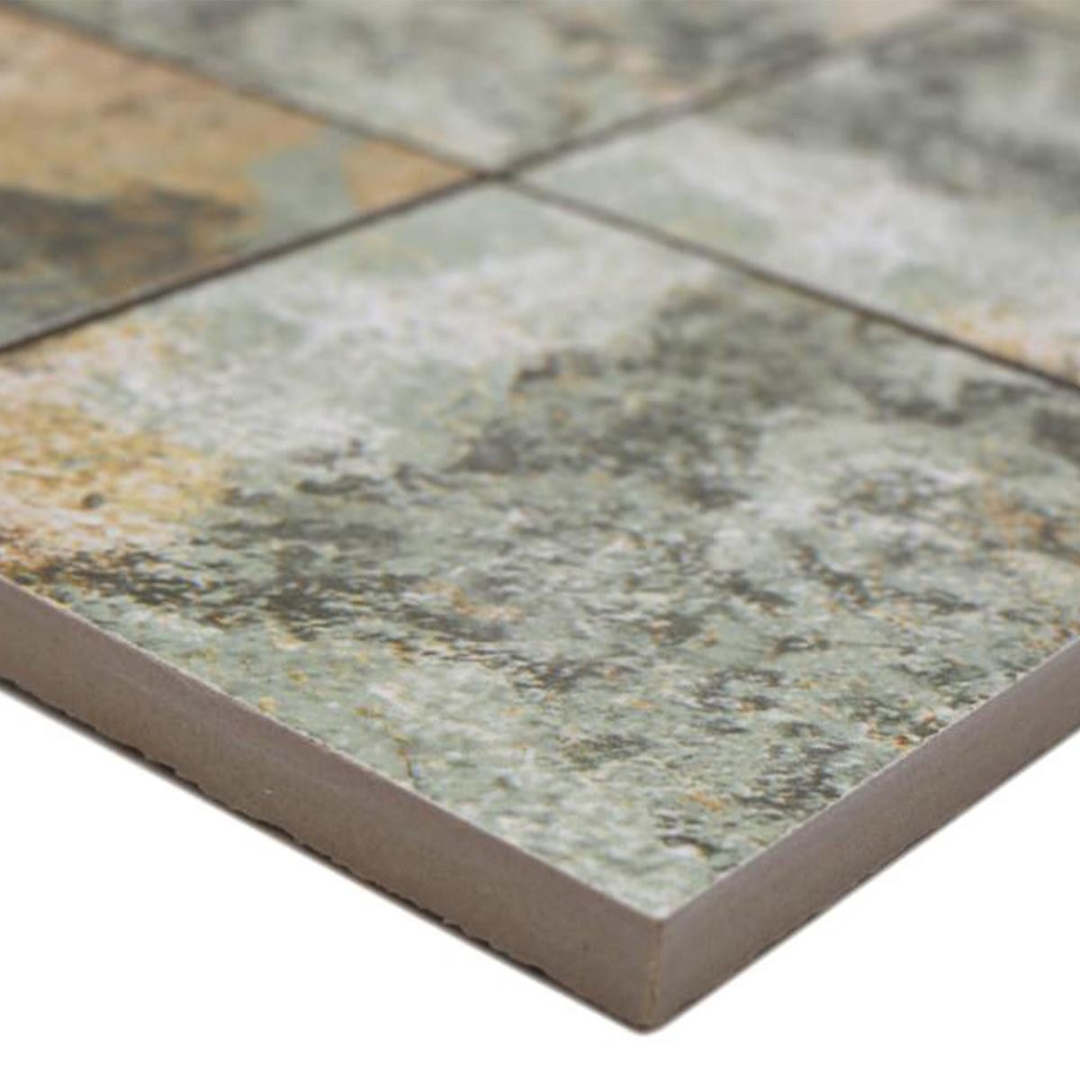 Mosafil Mosaikfliesen Keramikmosaik Fliesen Moonlight Braun Grün 95x95mm, Feinsteinzeug 29.000x29.000, beige-braun-grün, Verlegefertig auf ein Netz geklebt - Frostsicher - Wasserfest -