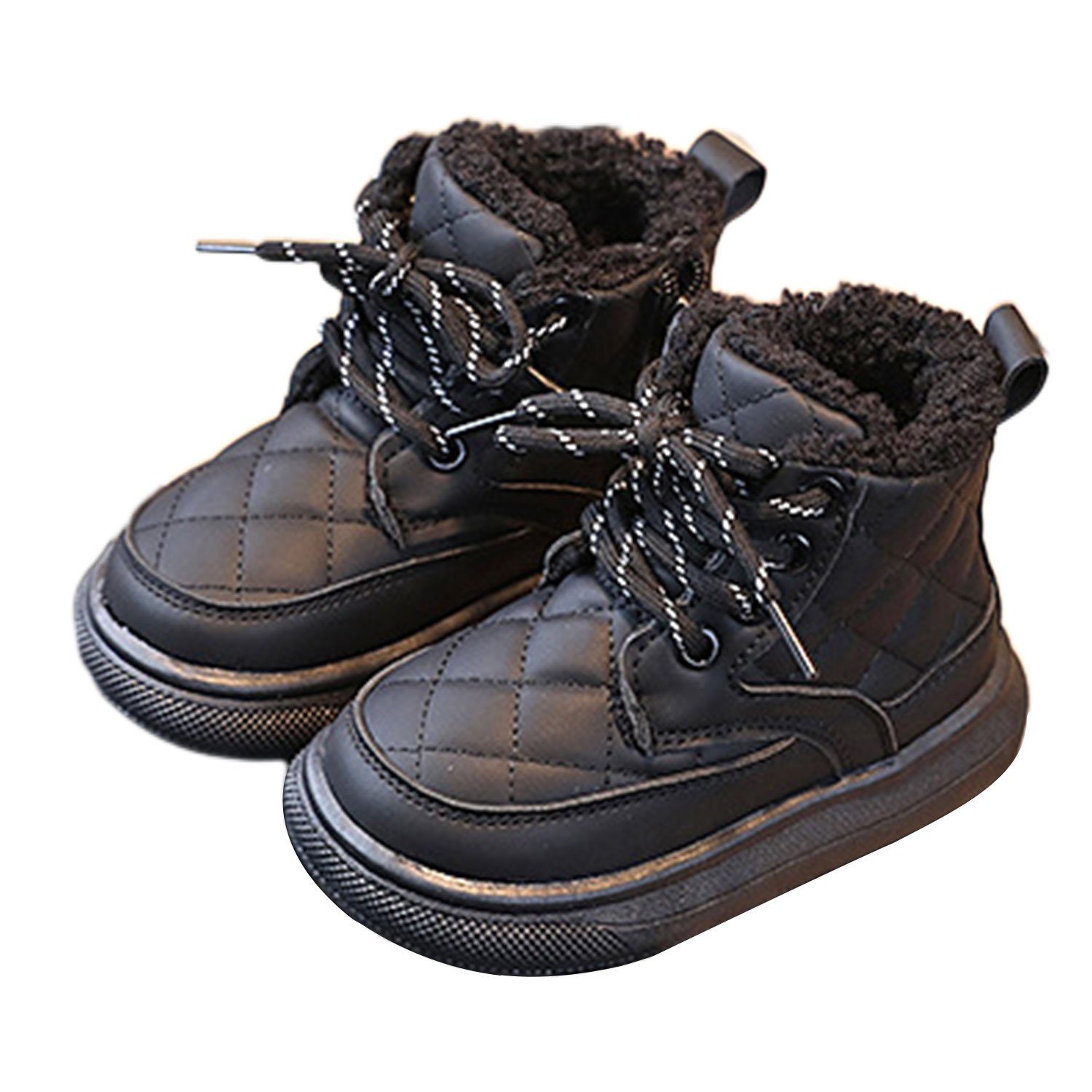 Daisred Baby Jungen Mädchen Winterstiefel Lauflernschuhe Stiefel Schwarz