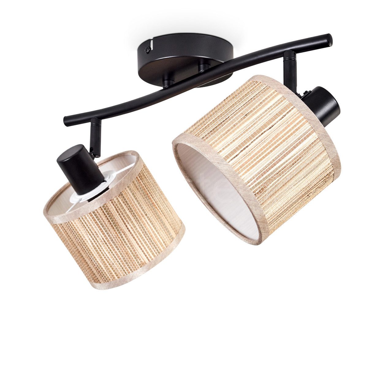 hofstein Deckenleuchte moderne Deckenlampe aus Metall/Seegras in Schwarz/Na günstig online kaufen