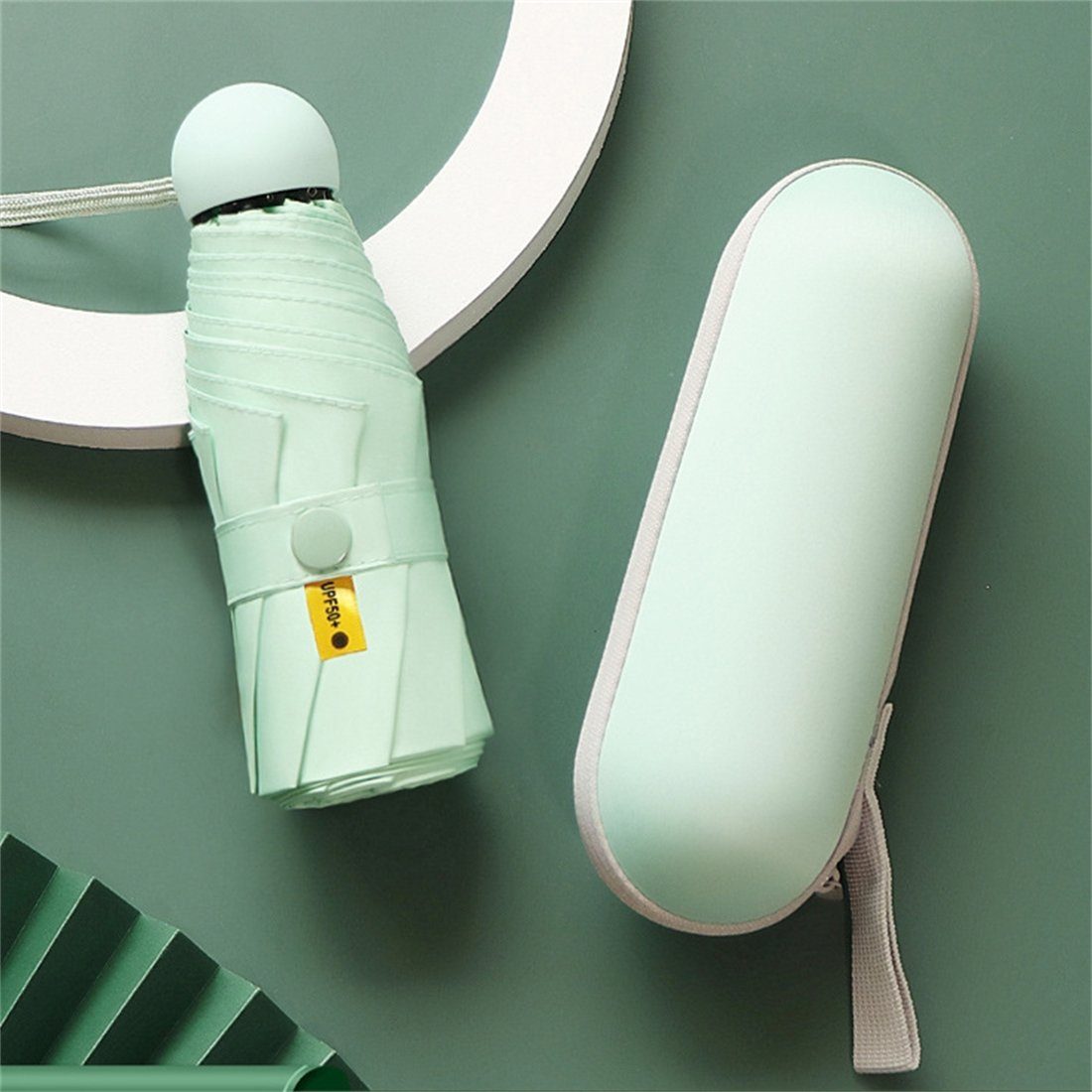 YOOdy~ Taschenregenschirm Taschenschirme damen sonnenschirm Sonnenschutz super leicht und schmal, UV-Schutz für schützt vor Sonne und Regen winzig klein für unterwegs Obst Grün