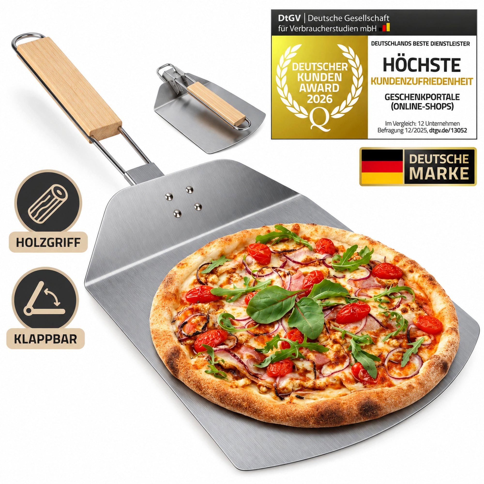Dimono Pizzaschieber DIMONO Antihaft Pizzaschieber mit Holzgriff - Metall Pizzaheber, XXL