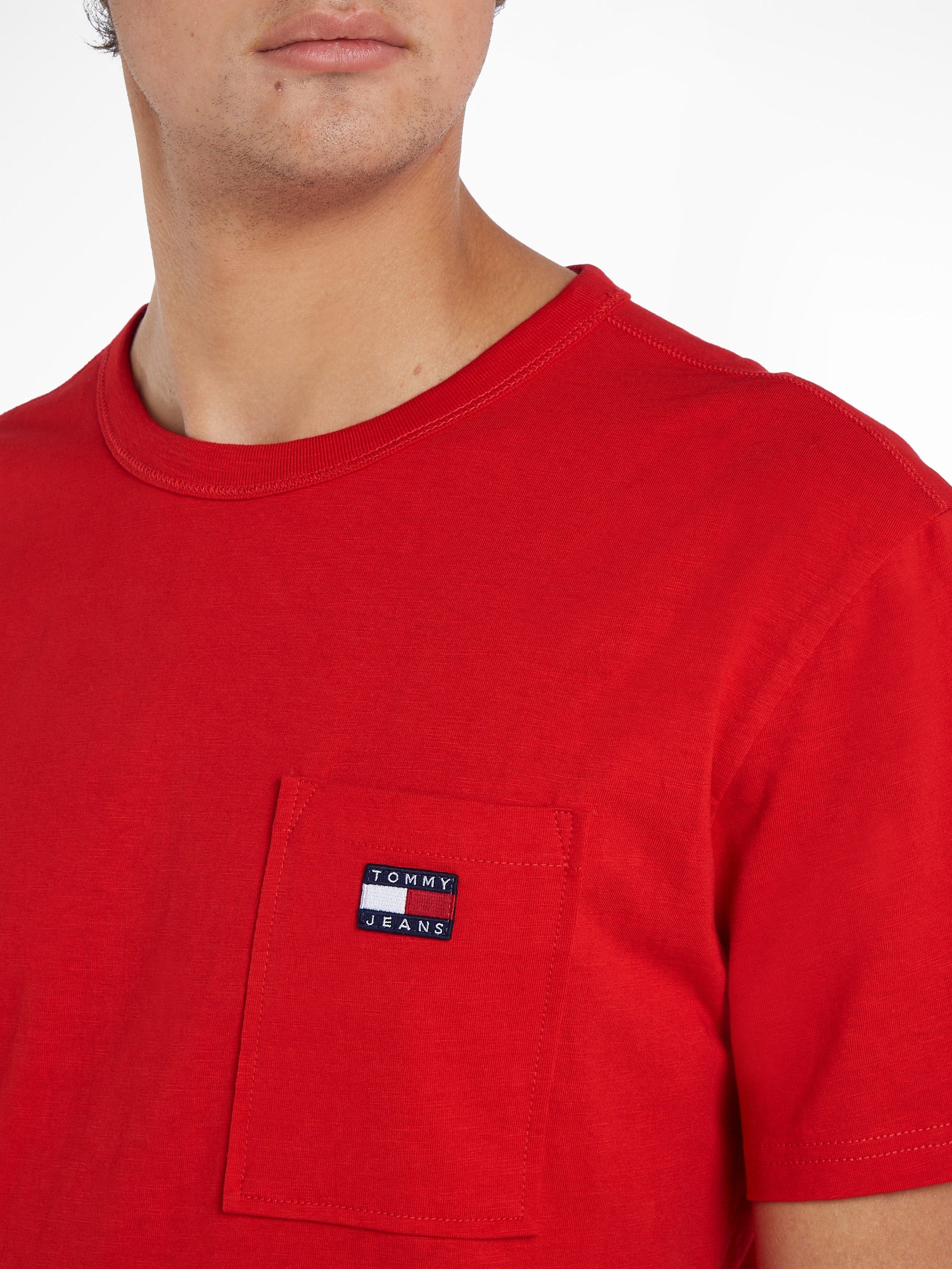 Tommy Jeans T-Shirt POCKET CLSC Deep BADGE Crimson TEE TJM