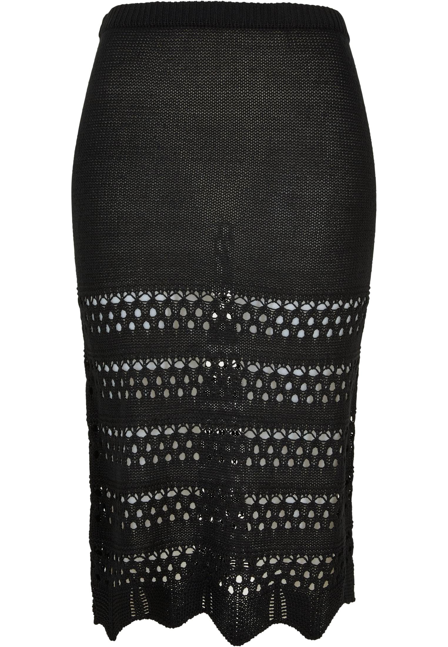 URBAN CLASSICS Jerseyrock Damen Ladies 3/4 Crochet Knit Skirt (1-tlg) black