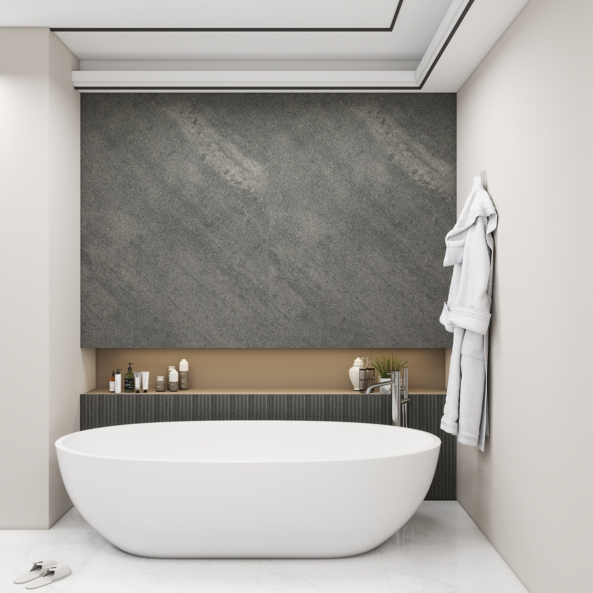 neu.haus Duschrückwand, (Set, 4-tlg), Wandpaneel »Bladel« 120 x 60 cm Grey Stone