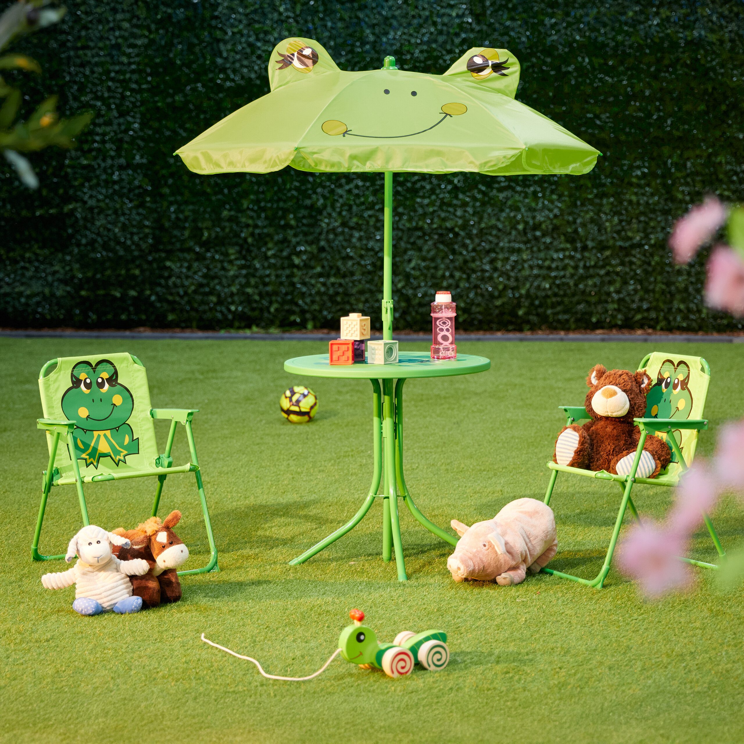 relaxdays Garten-Kindersitzgruppe Camping Kindersitzgruppe mit Schirm, günstig online kaufen