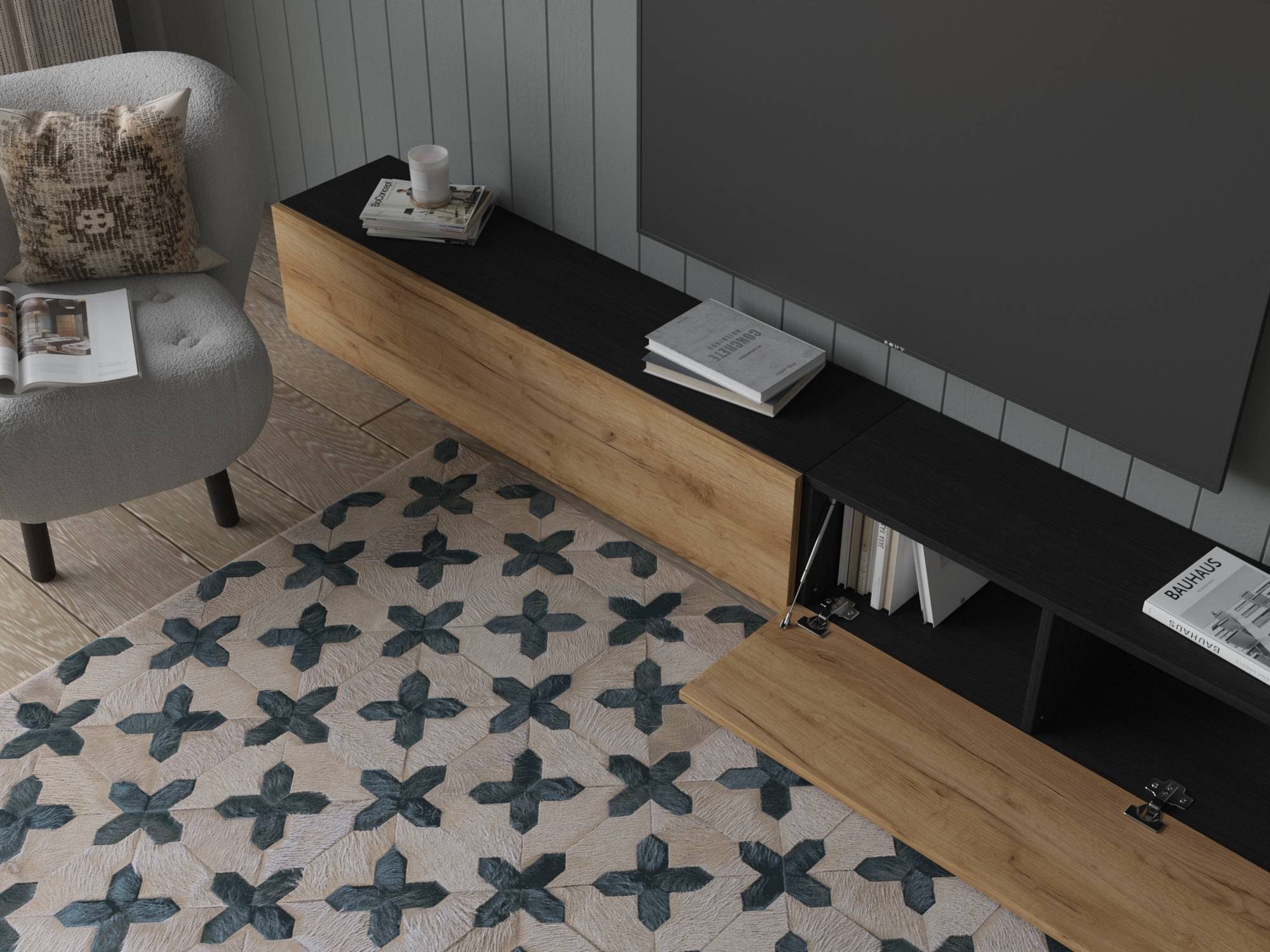 Platan Room Lowboard, Fernsehschrank 105/140/160/210/280cm breit Hängend Stehend Matt