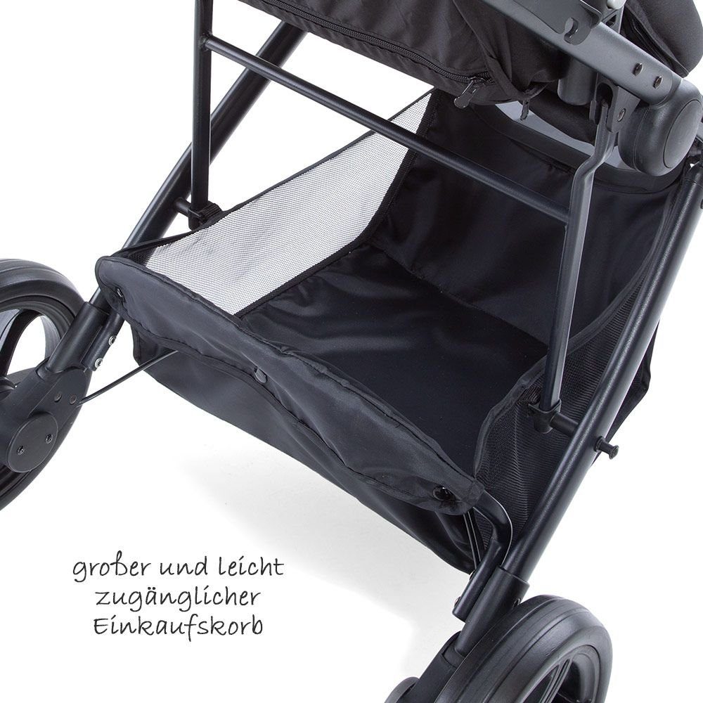 mit - Pacific Kinderwagen Kombi-Kinderwagen Caviar, Trioset Buggy Babyschale Babywanne, 3 Sportsitz Hauck Set und 3in1