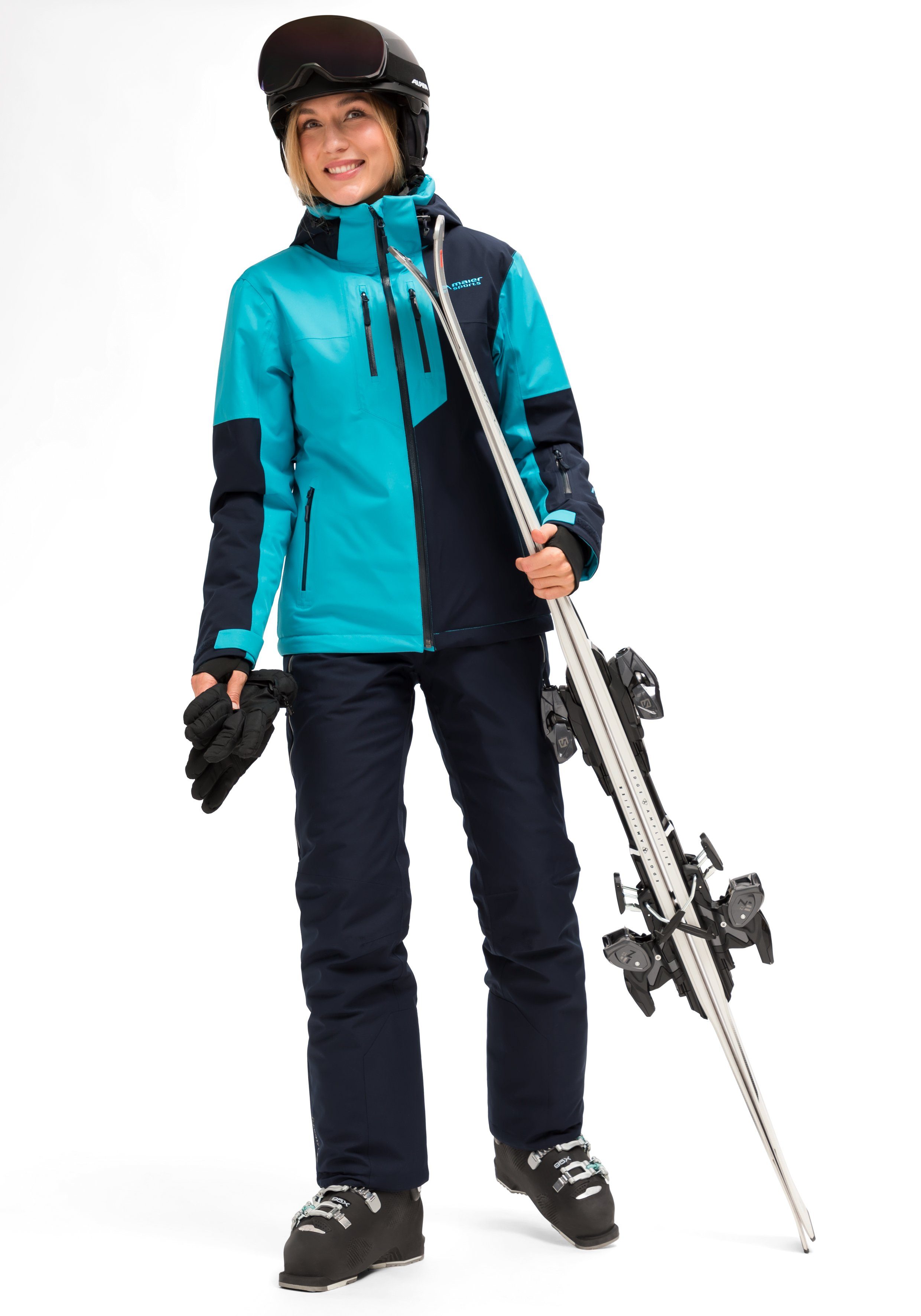 Maier Sports winddichte Winterjacke atmungsaktive türkis Manzaneda Damen und wasserdichte Skijacke Ski-Jacke