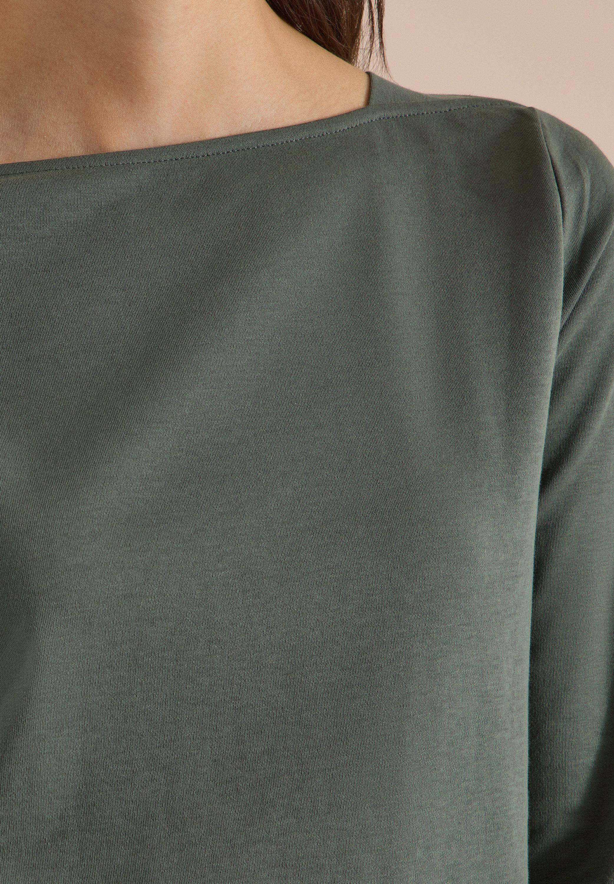 CECIL 3/4-Arm-Shirt U-Boot-Ausschnitt, unifarben, Baumwolle