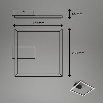 Briloner Leuchten Deckenleuchte 3780015, LED fest verbaut, Warmweiß, Deckenlampe, 26,5x25x4,5 cm, Schwarz, 14W, Wohnzimmer, Schlafzimmer