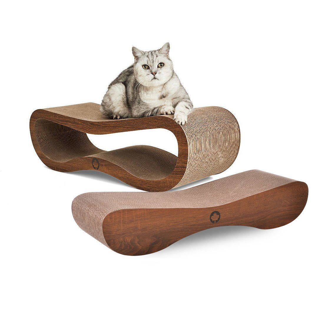 Canadian Cat Company Kratzpappe Set Orbit & Satellite 2.0 - walnuss, (Spar Set, 2-tlg., Besteht aus je 1 Orbit und 1 Satellite), Kratzmöbel in der Trendfarbe Walnuss Qualitäts-Pappe 2 Kratzbretter