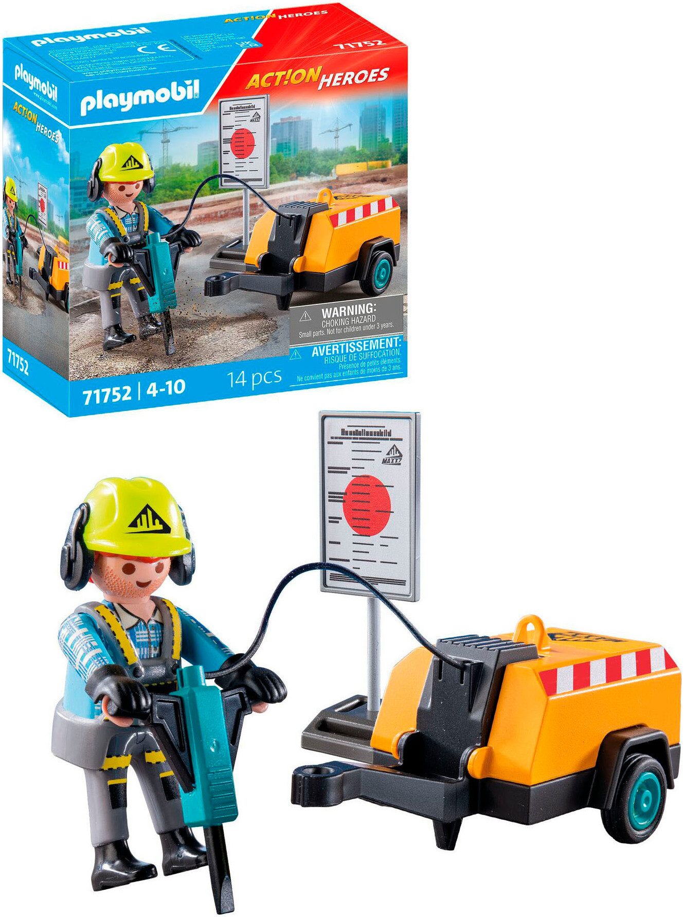 Playmobil® Bauarbeiter mit Meißel (71752), Playmobil Action Heroes Konstruk günstig online kaufen