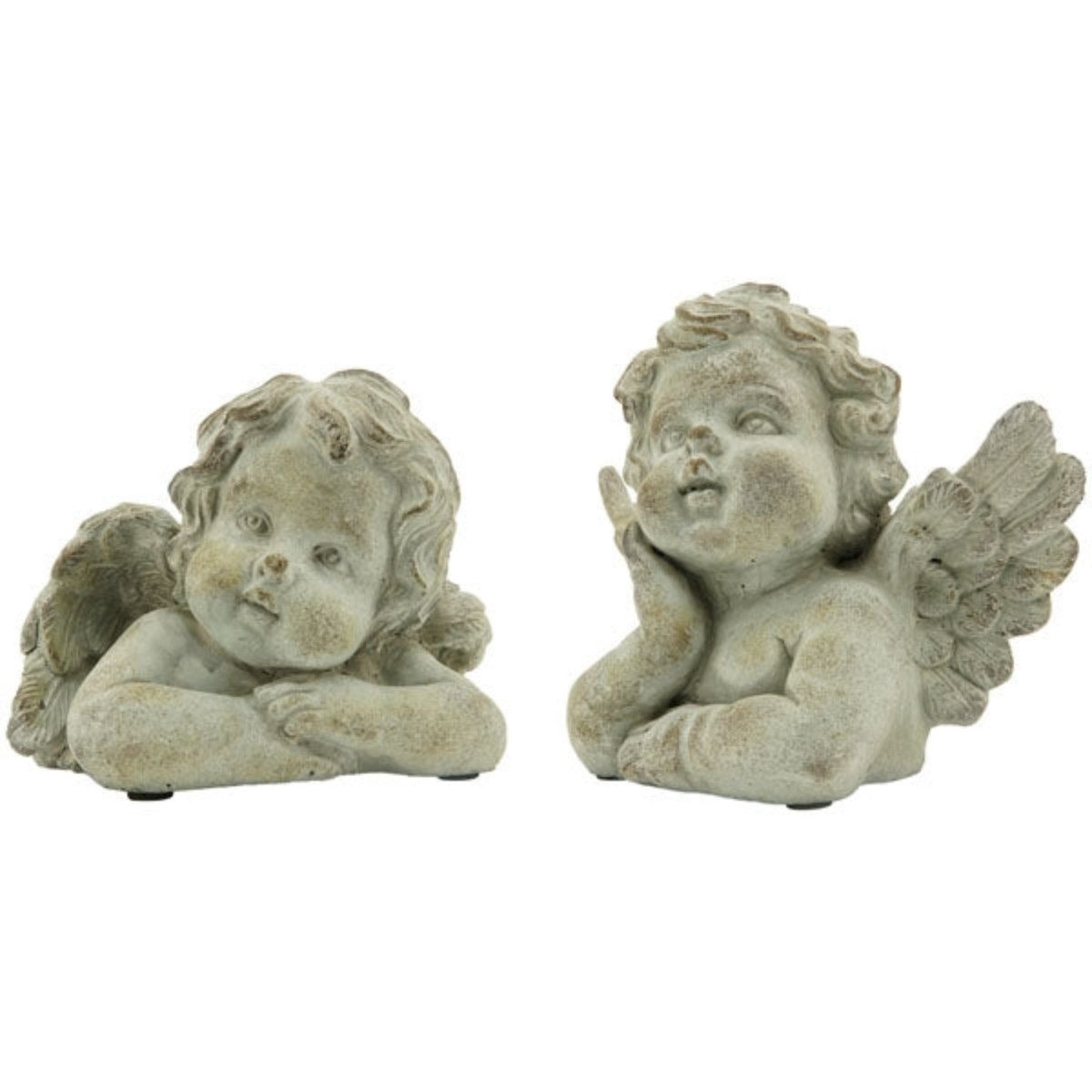 finehomegarden Engelfigur Engel Zement 2fach sort. StoneArt creme Skulptur Dekoration (2 St), Ø16,5x11xm +16,5x16cm Figur 2Größen wählbar