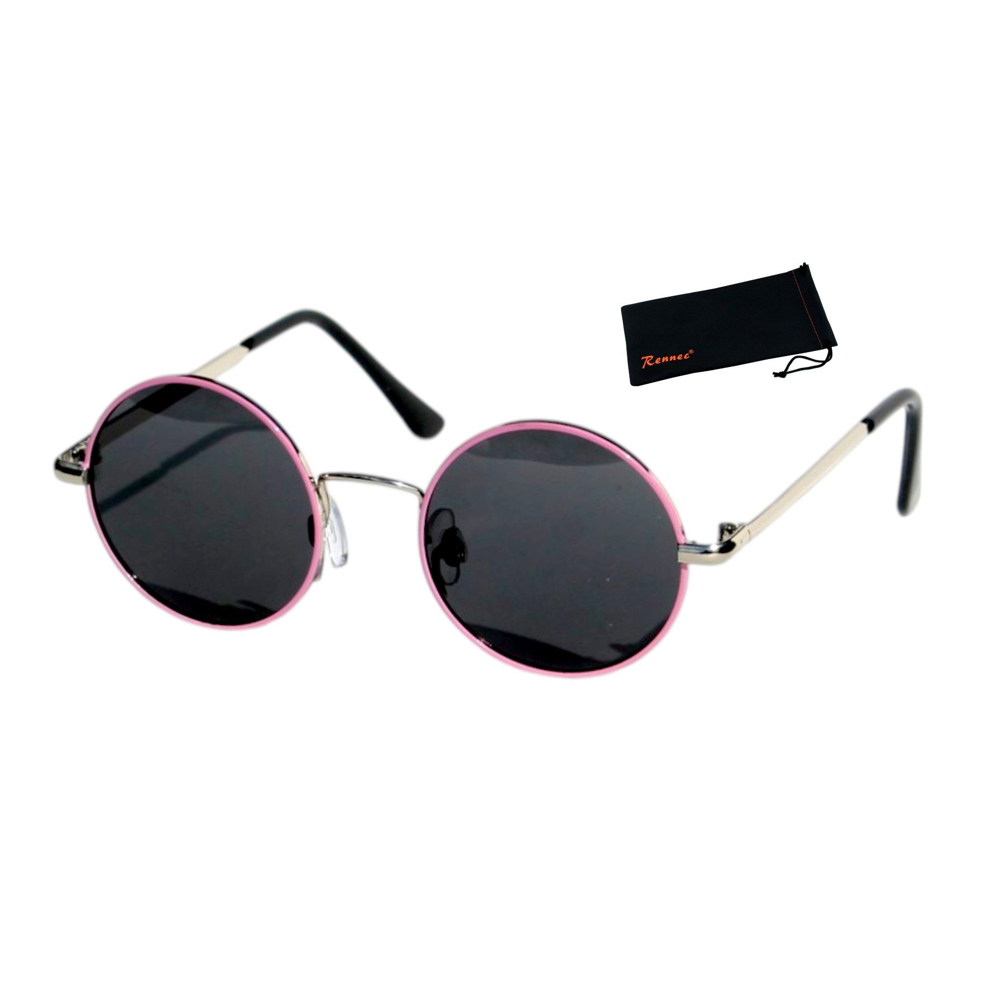 Rennec Sonnenbrille (Kinder Nickelbrille mit Brillenbeutel, Runde Sonnenbrille Polarisiert Getönt UV400) Nickelbrille Jungen und Mädchen im Alter von 5 bis ca 9 Jahren