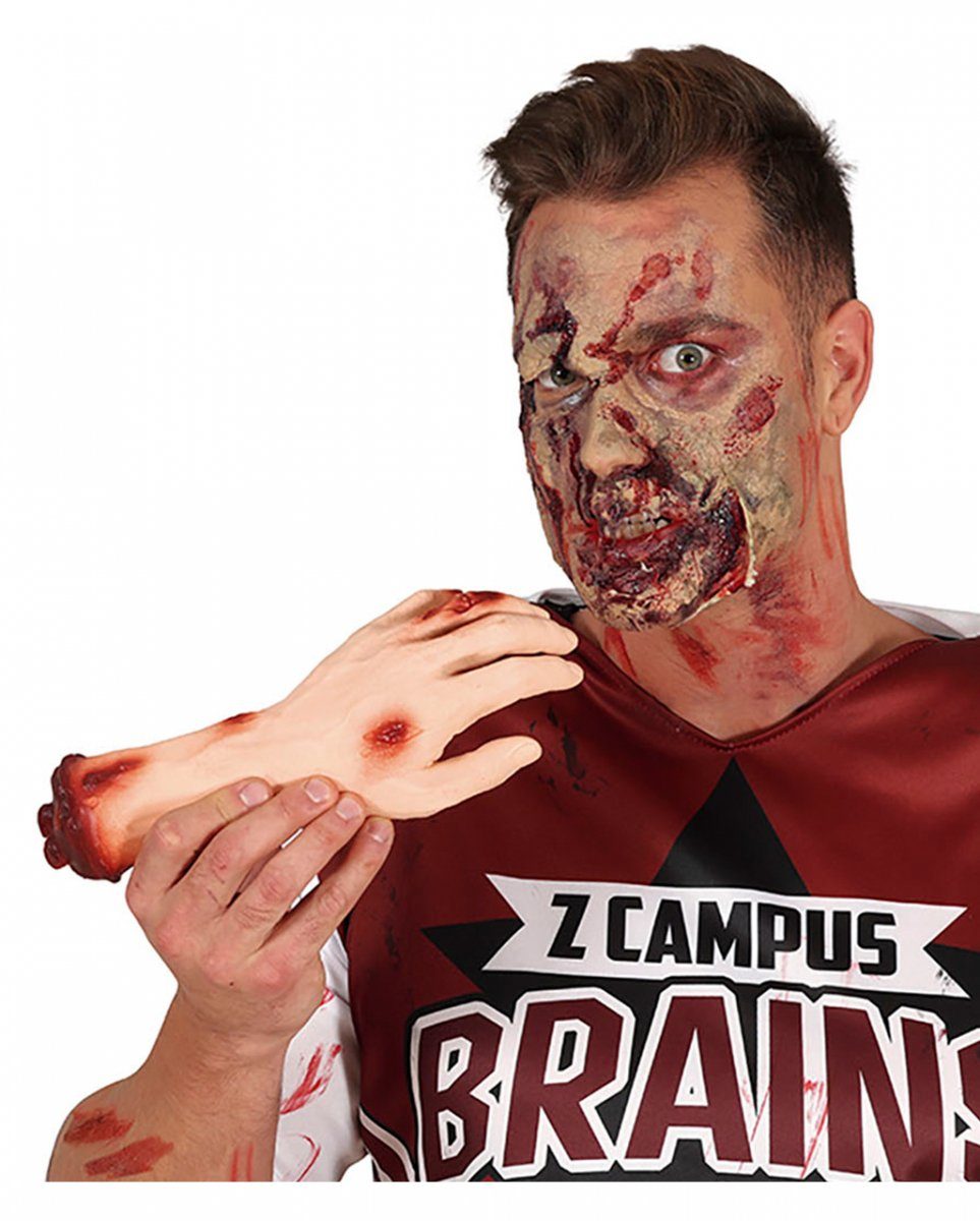Dekofigur blutige Halloween Wunden mit Hand für Horror-Shop Abgehackte,