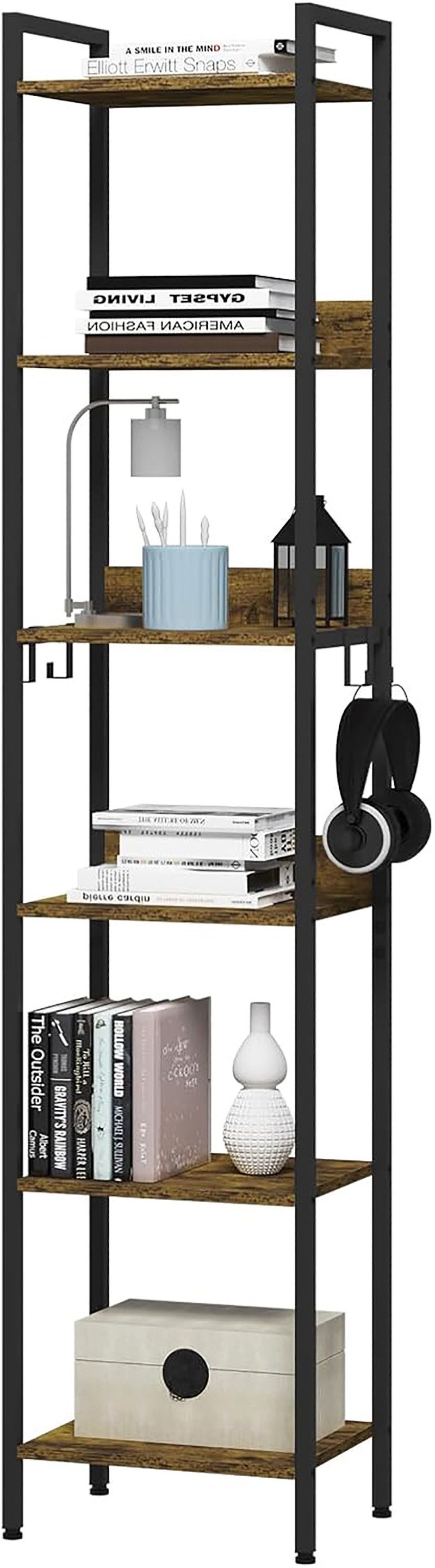 Woltu Standregal, mit 6 Ebenen, 4 Haken, Küchenregal Lagerregal im Industri günstig online kaufen