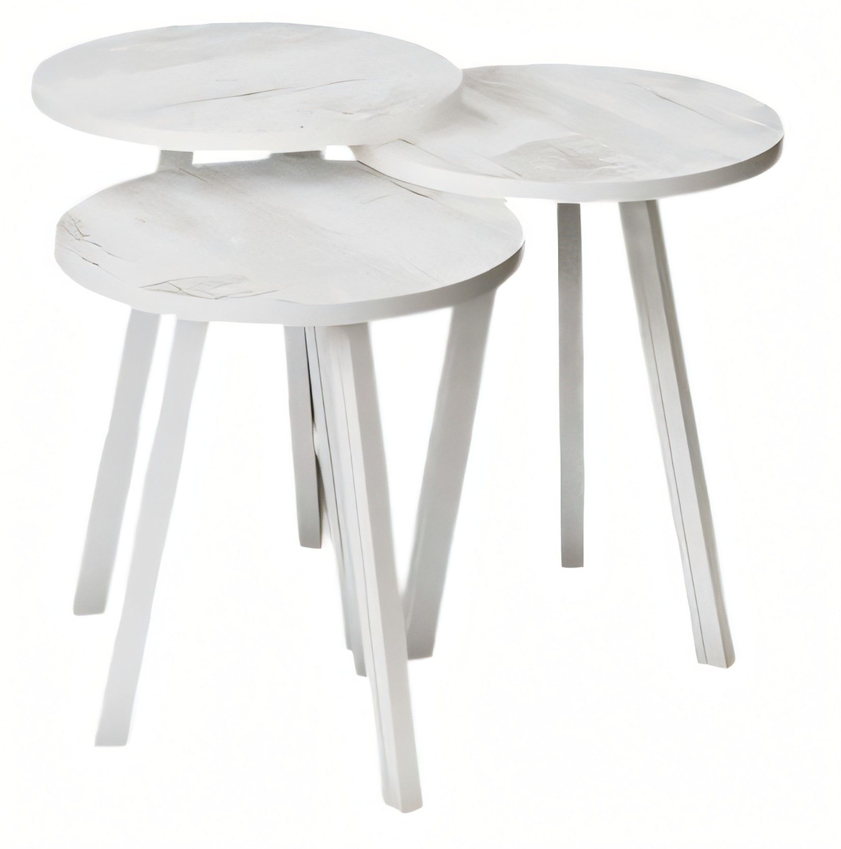 Xlmoebel Satztisch XLMOEBEL Holz Couchtisch-Set in Weiß, rund und modern (Set, 3er-Set), Made in Europa