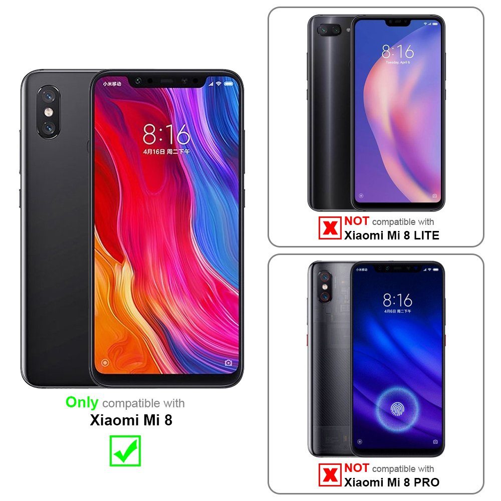 Cadorabo Handyhülle für Xiaomi Mi 8 Hülle Xiaomi Mi 8, Hülle Schutzhülle mit Standfunktion, Kartenfach und Magnetverschluss