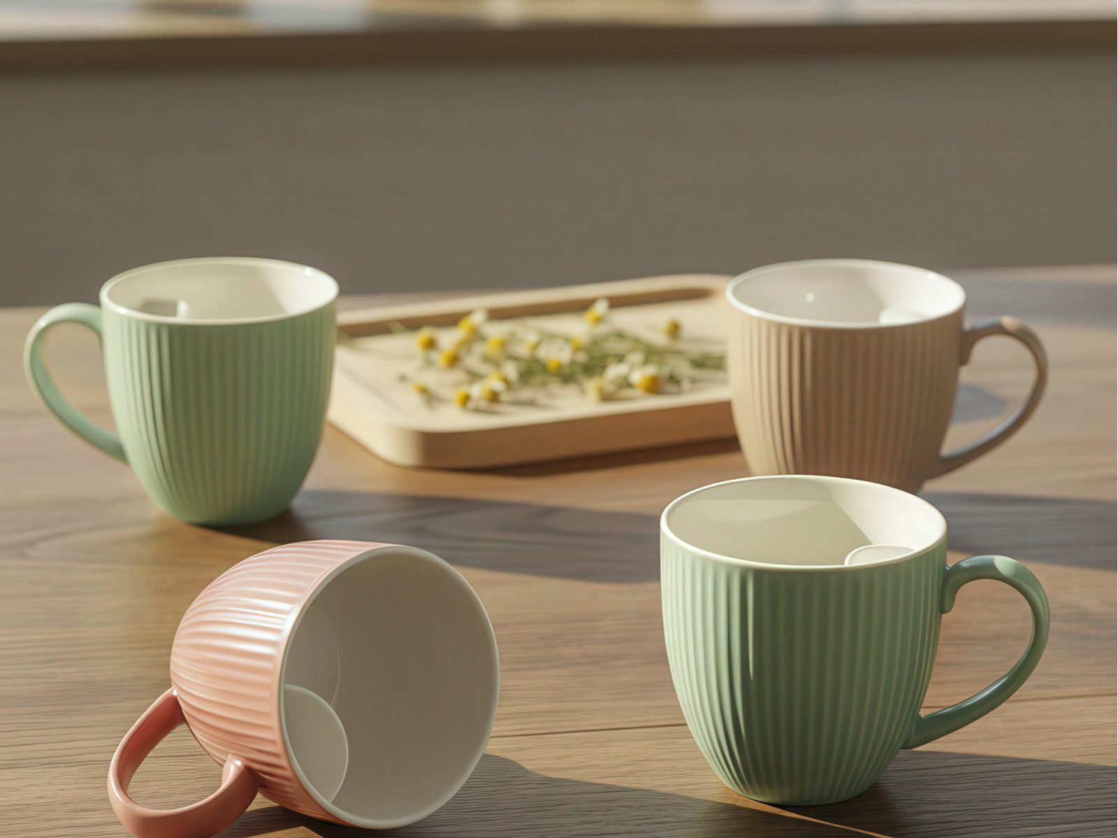 Cangoo Cup Tasse Embossed Beige Teebecher 0,33l, Porzellan